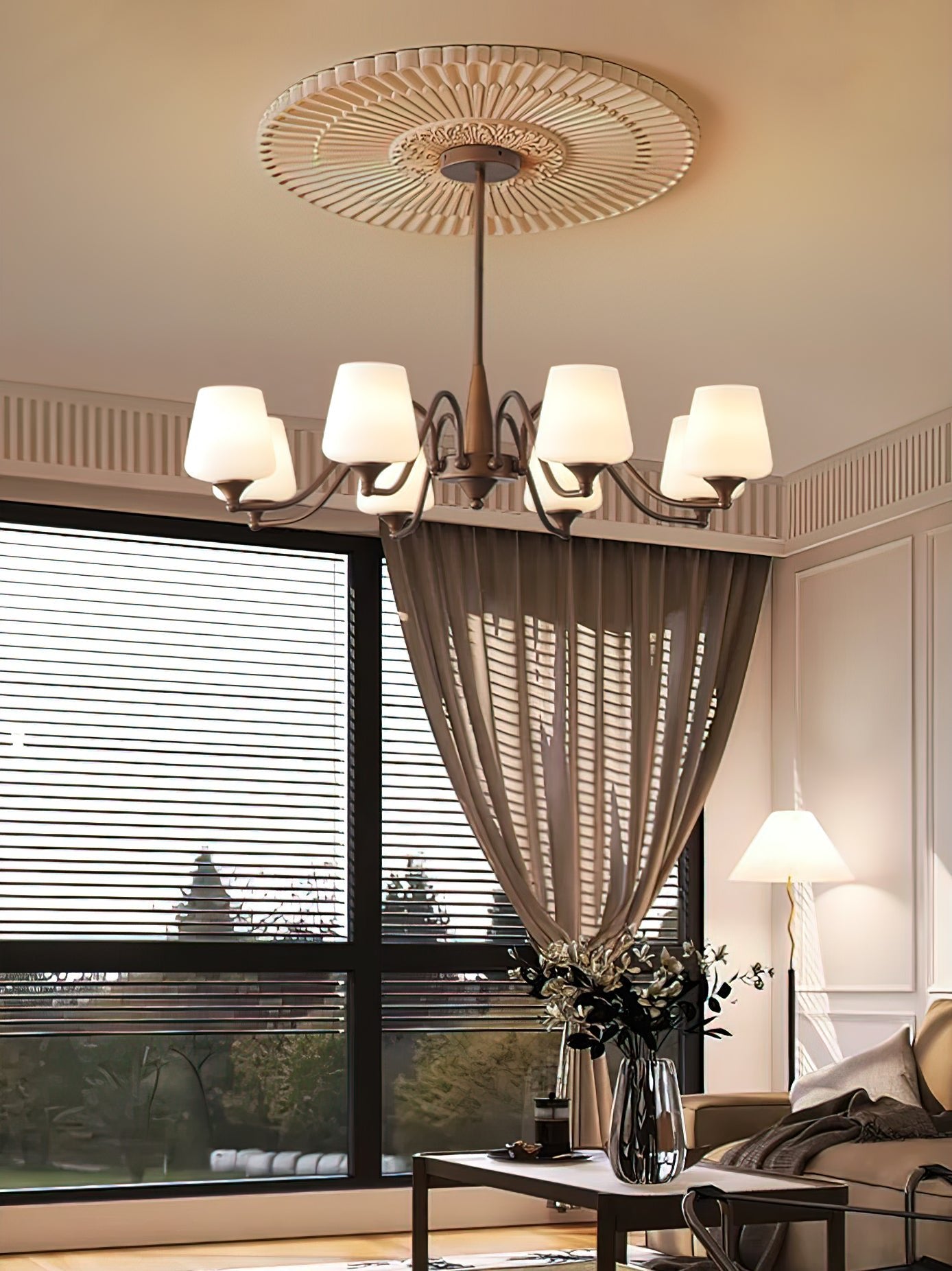 Aurora Chandelier Frosted Glass Shades - Letslighting