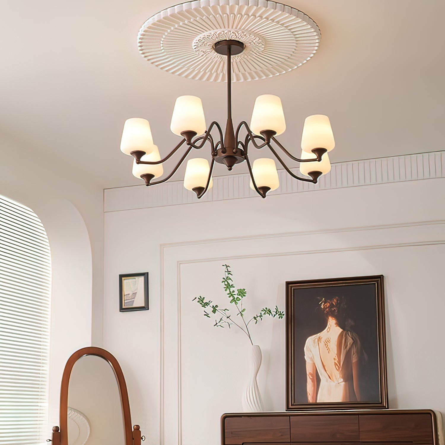 Aurora Chandelier Frosted Glass Shades - Letslighting