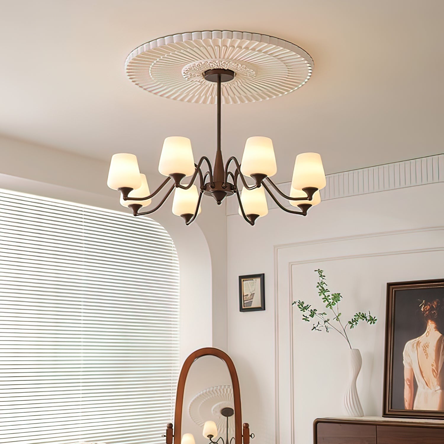 Aurora Chandelier Frosted Glass Shades - Letslighting