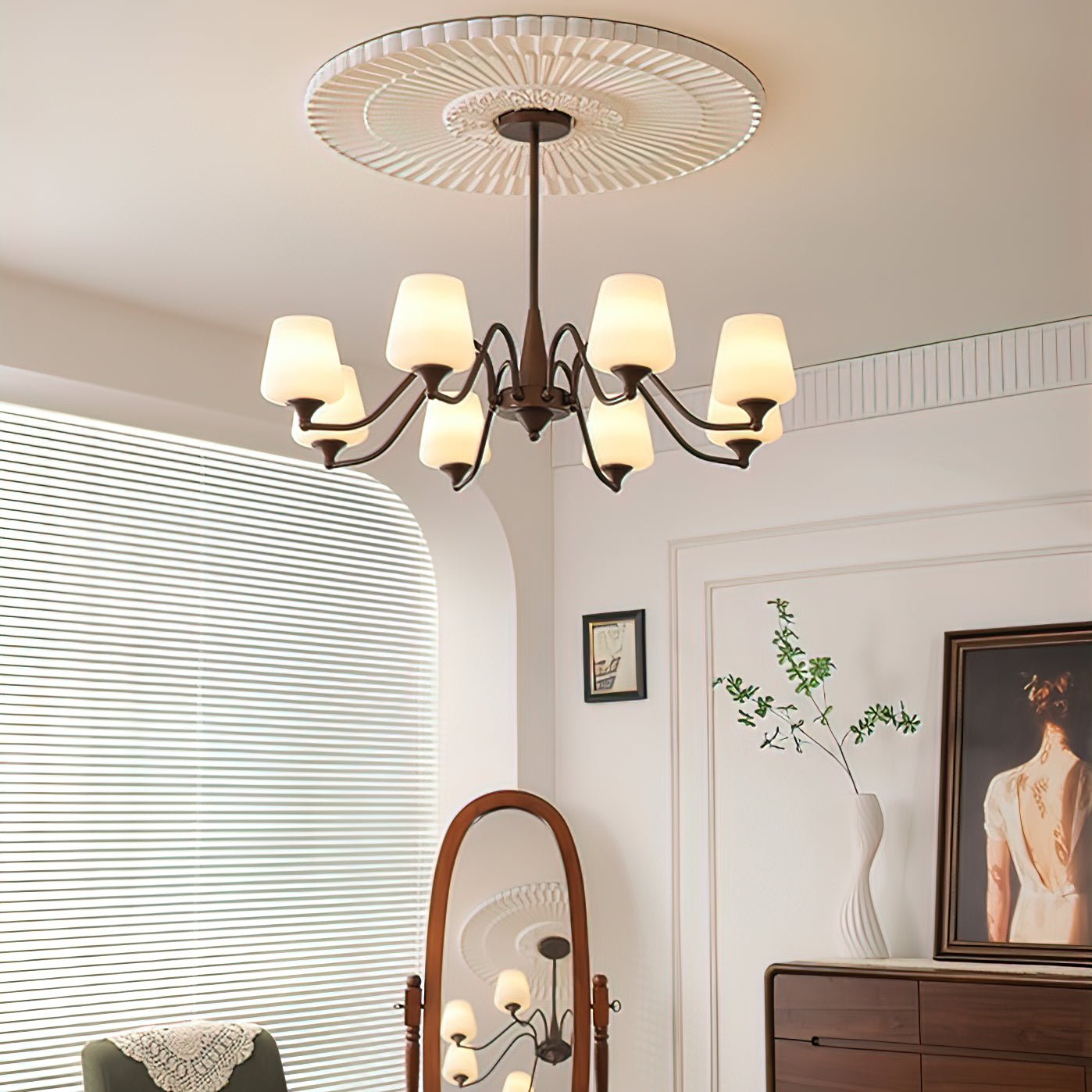 Aurora Chandelier Frosted Glass Shades - Letslighting