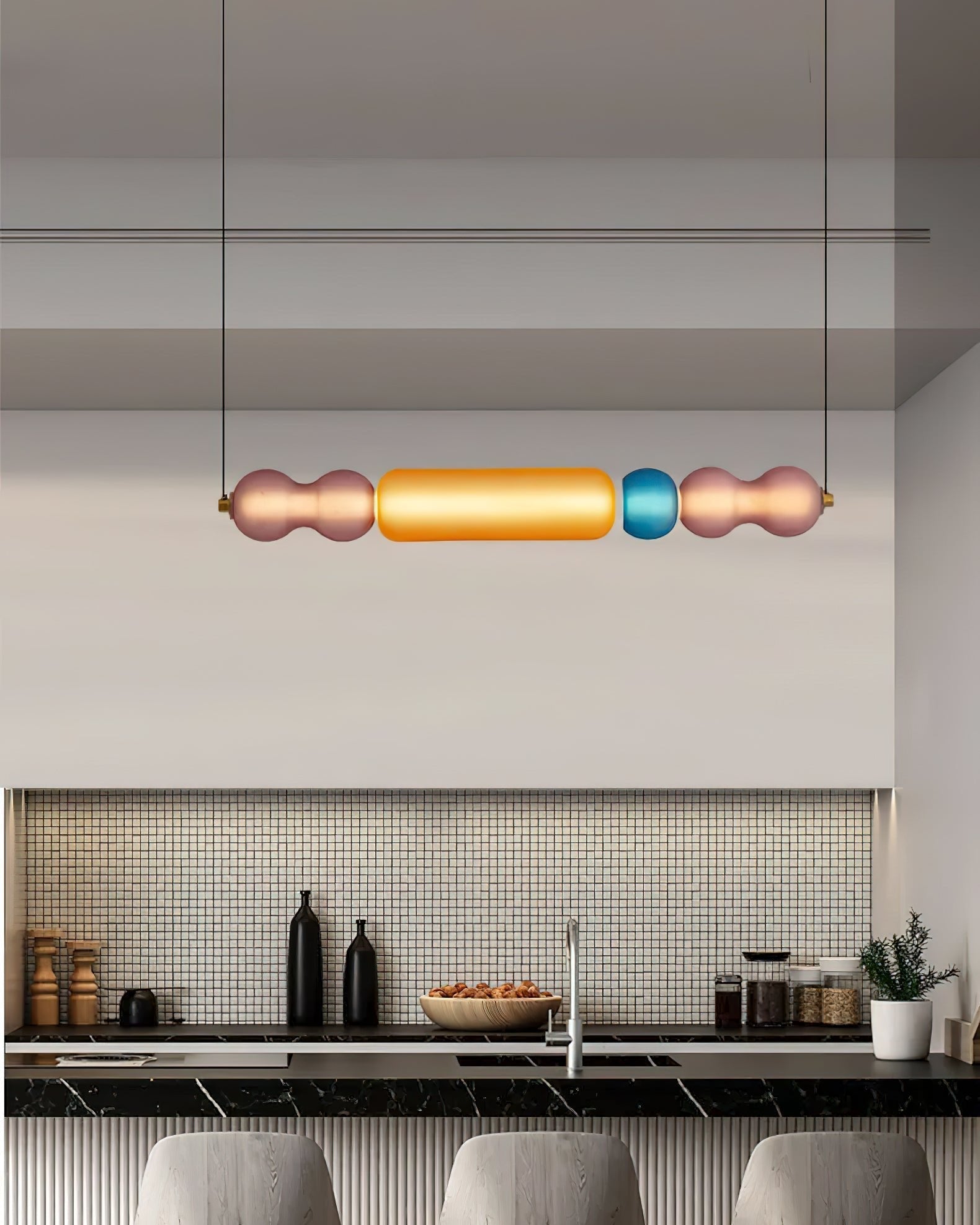 Lustra Pendant Lamp Colored Glass Modern - Letslighting