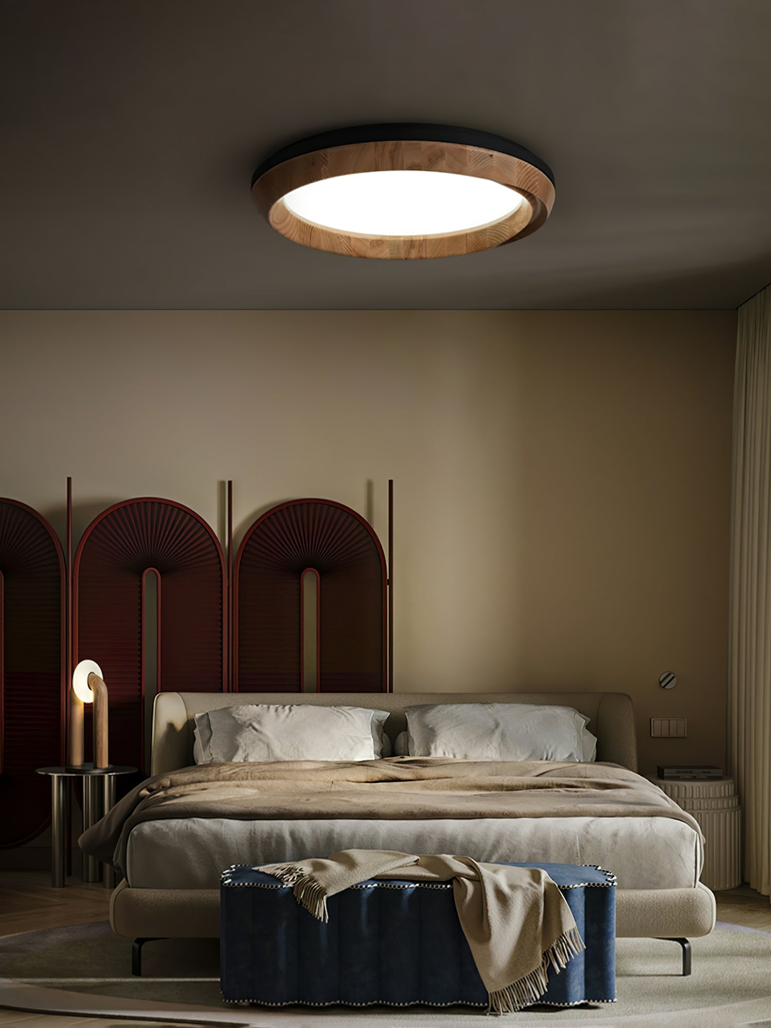 Aurdoreth Modern Minimalist Ripple Wood Ceiling Light - Letslighting