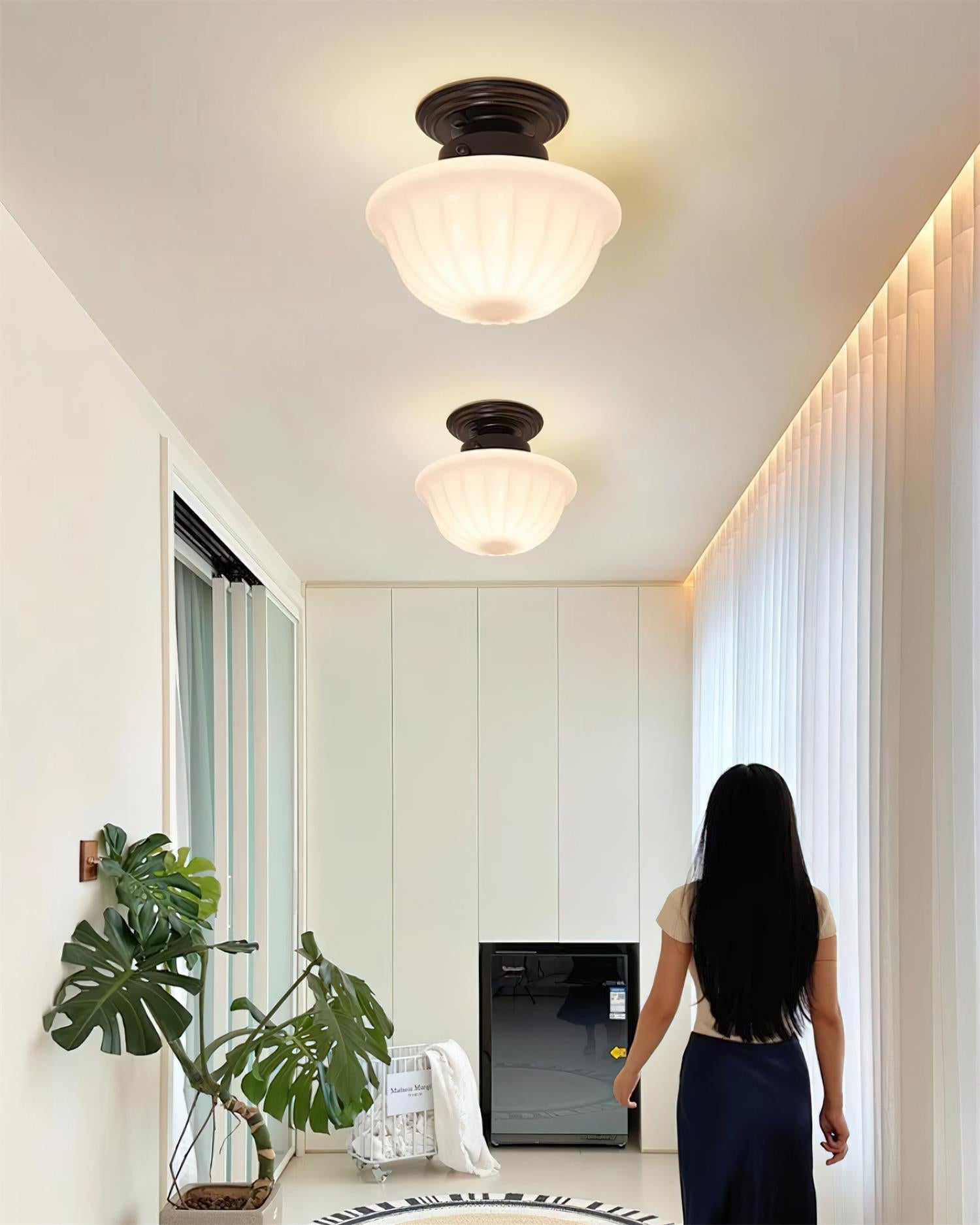 Evola Vintage Opal Glass Ceiling Light - Letslighting