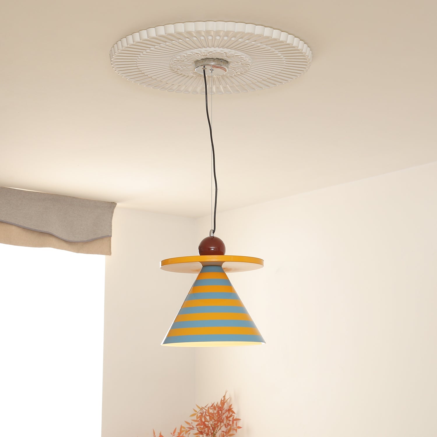 Riva Pendant Lamp Striped Conical Playful Vibrant - Letslighting