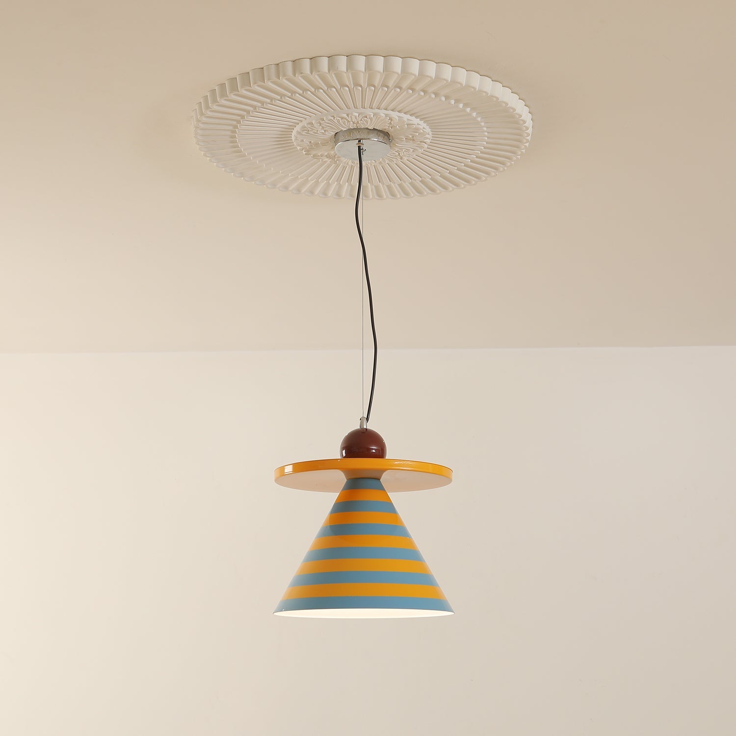 Riva Pendant Lamp Striped Conical Playful Vibrant - Letslighting
