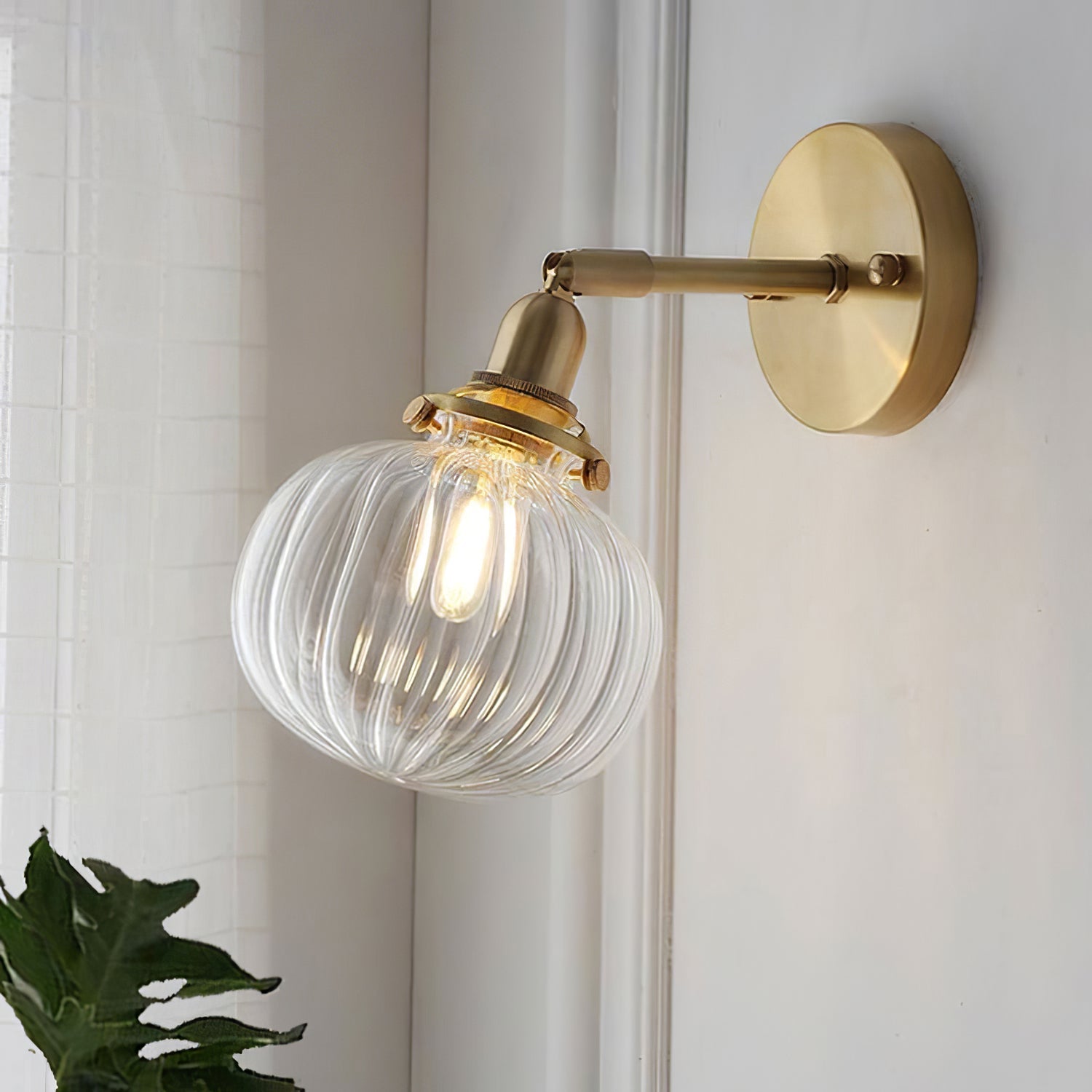 Baroque Wall Lamp Plug-In Smoke Glass Shade Brass Industrial - Letslighting