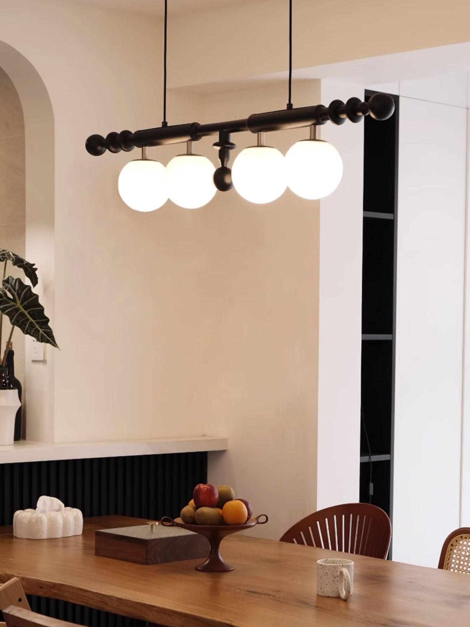Lustra Chandelier Roman Column Walnut Wood Glass - Letslighting