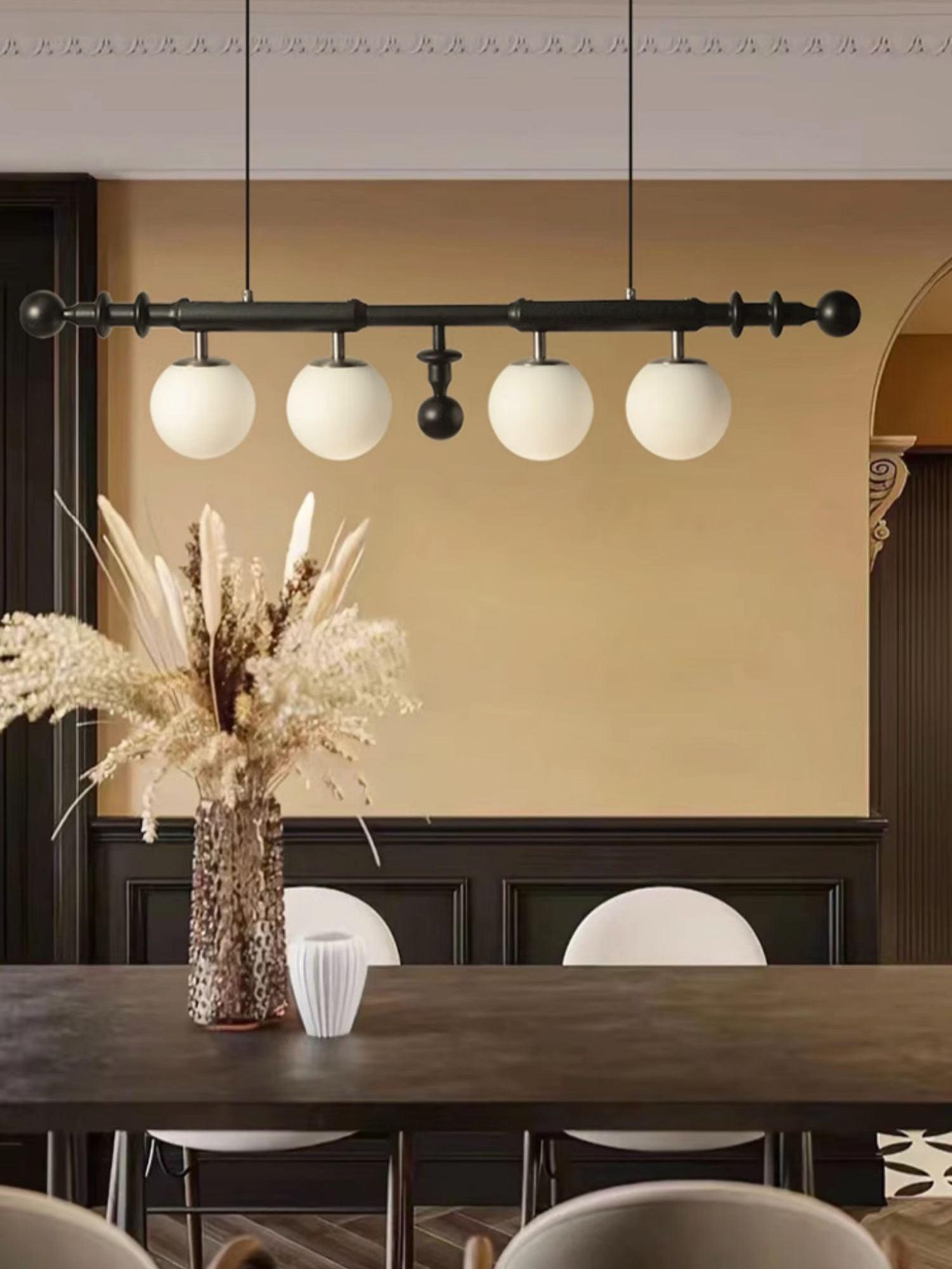 Lustra Chandelier Roman Column Walnut Wood Glass - Letslighting