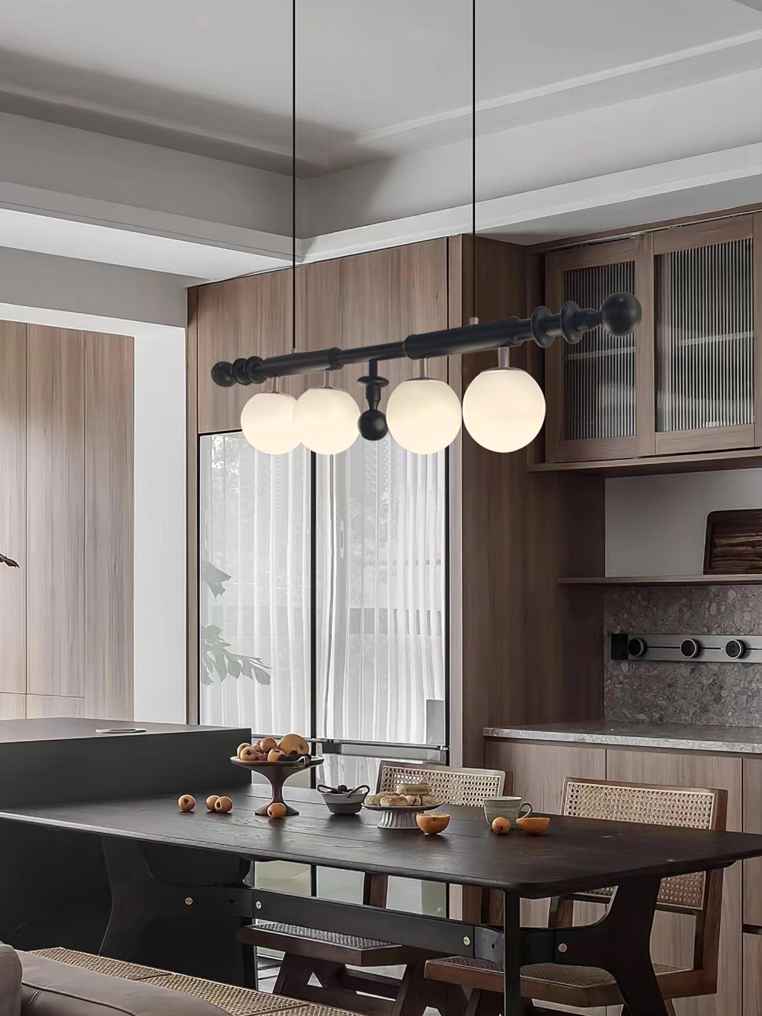 Lustra Chandelier Roman Column Walnut Wood Glass - Letslighting