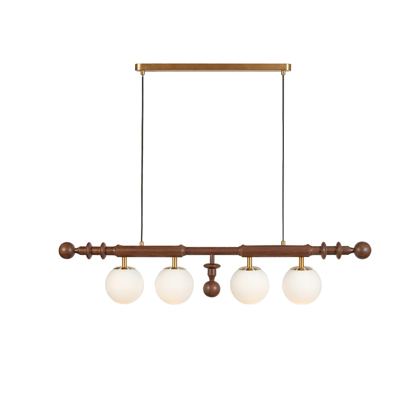 Lustra Chandelier Roman Column Walnut Wood Glass - Letslighting