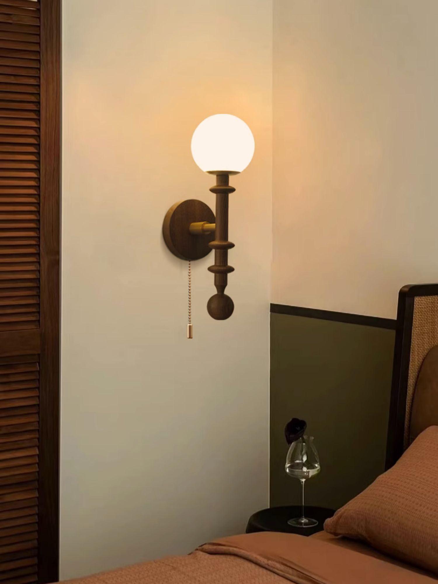 Elmiror Elegance Roman Column Glass Wood Wall Lamp - Letslighting