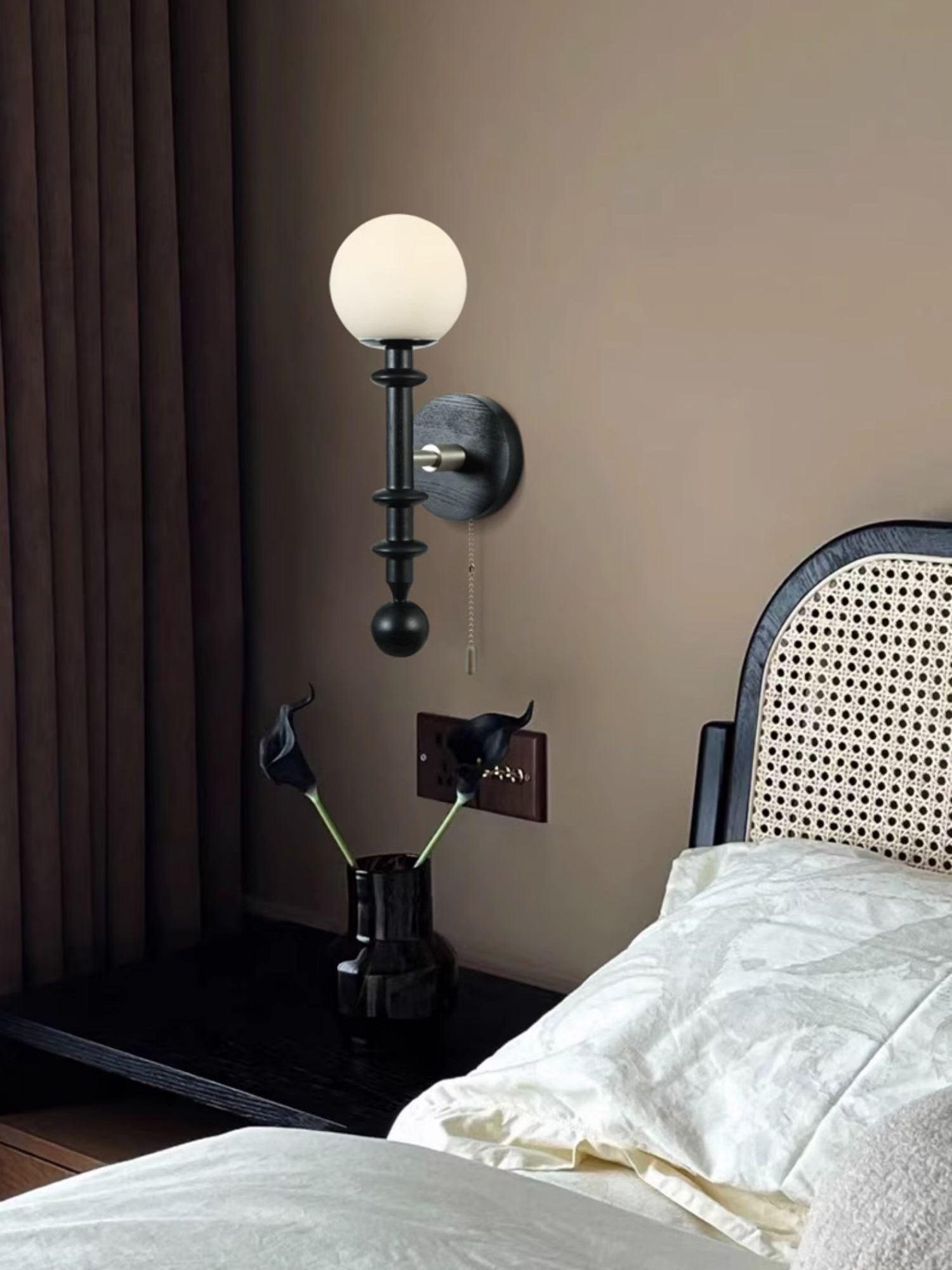 Elmiror Elegance Roman Column Glass Wood Wall Lamp - Letslighting