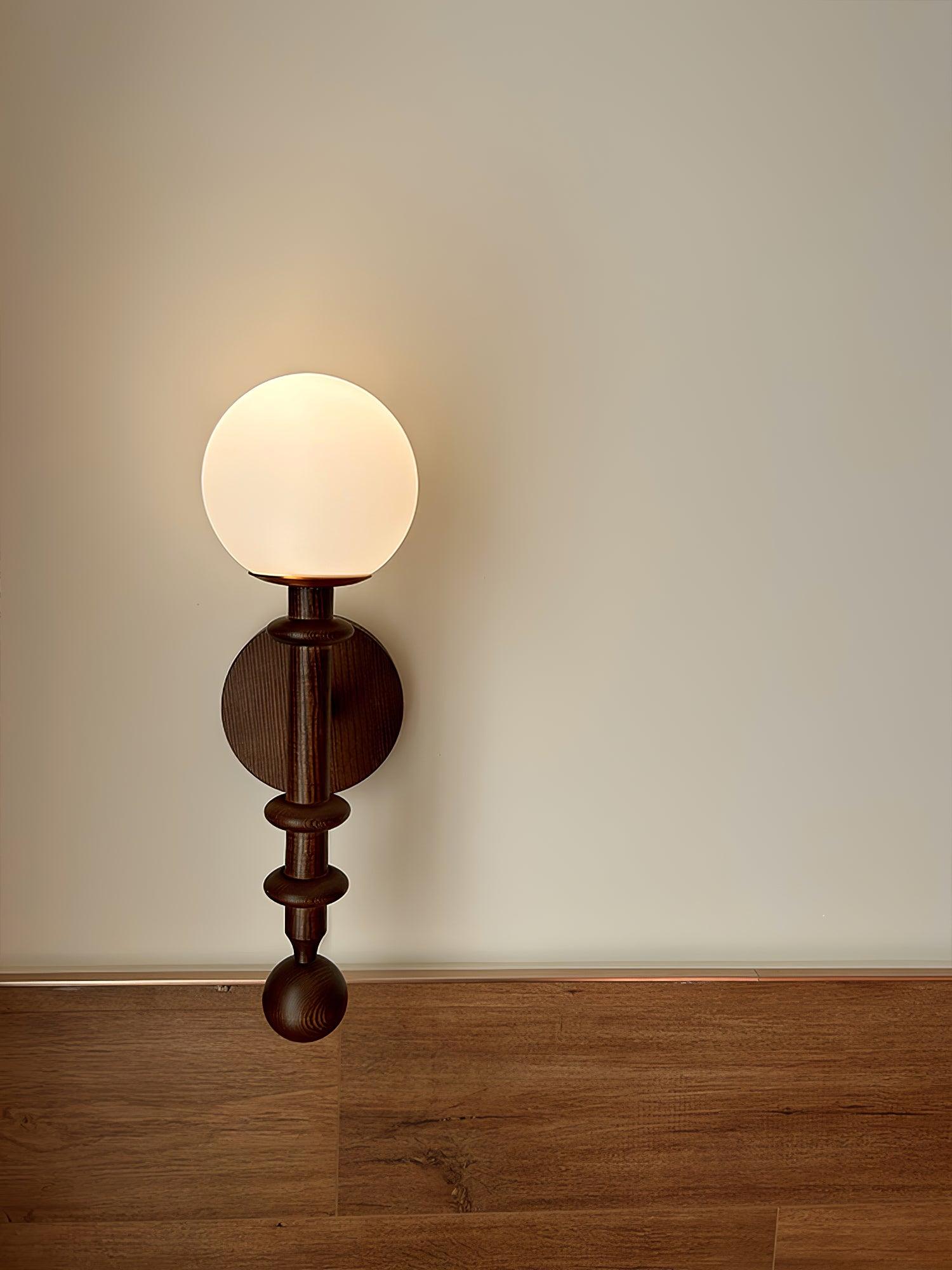 Elmiror Elegance Roman Column Glass Wood Wall Lamp - Letslighting