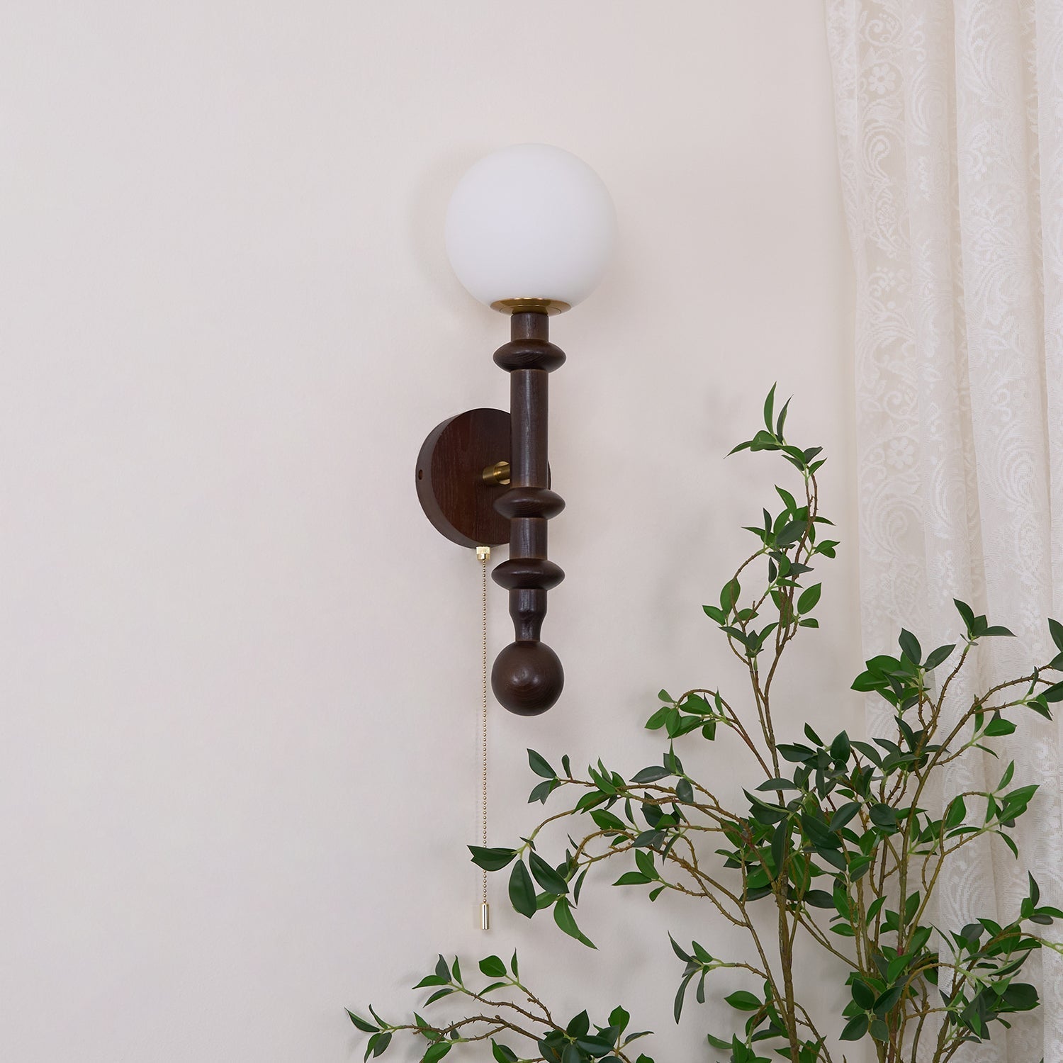 Elmiror Elegance Roman Column Glass Wood Wall Lamp - Letslighting