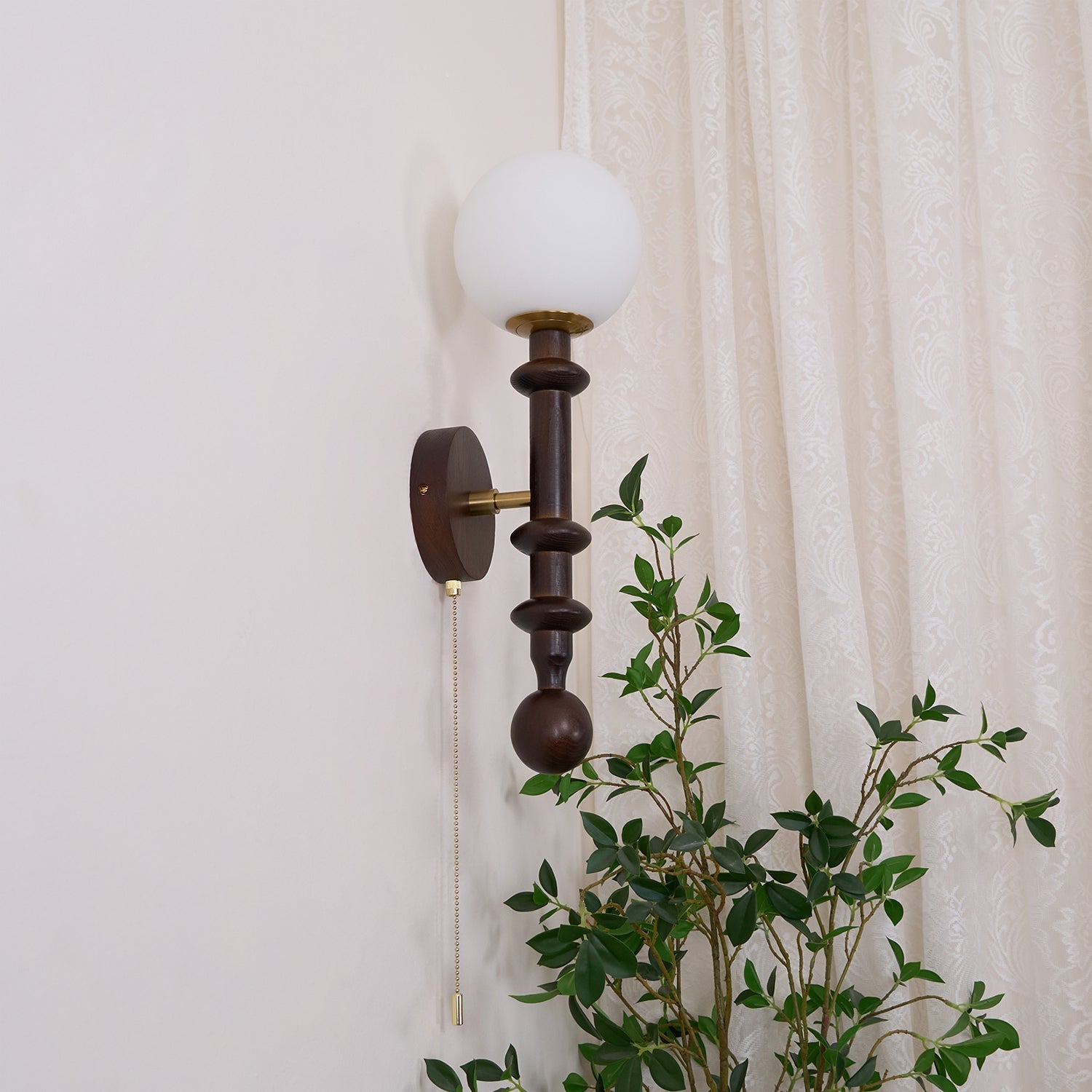Elmiror Elegance Roman Column Glass Wood Wall Lamp - Letslighting