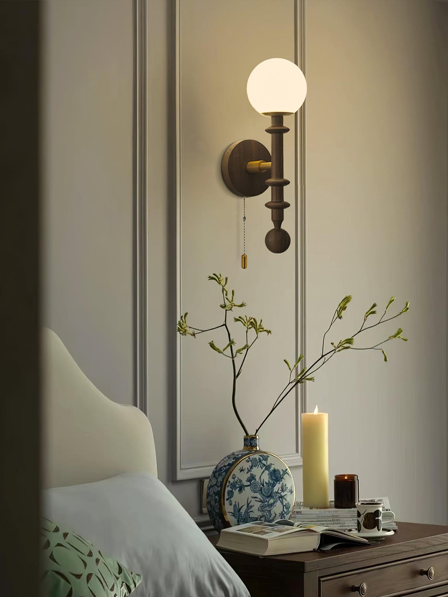 Elmiror Elegance Roman Column Glass Wood Wall Lamp - Letslighting