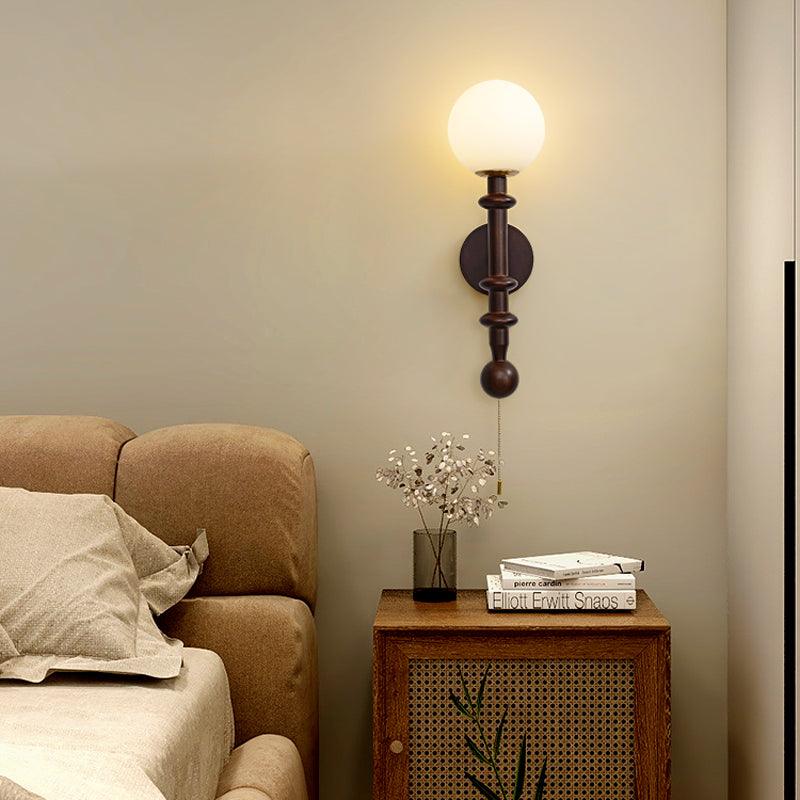 Elmiror Elegance Roman Column Glass Wood Wall Lamp - Letslighting
