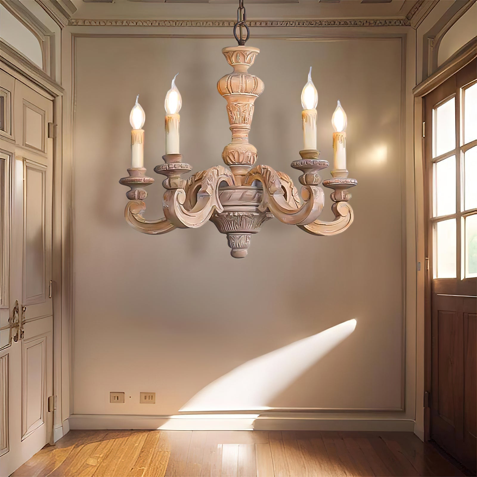 Olrinila Roman Pillar Hand-carved Wood Chandelier - Letslighting