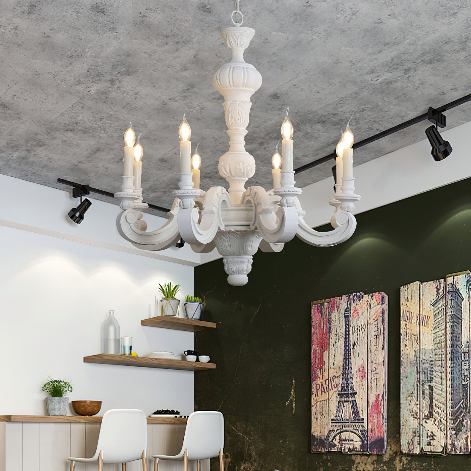Olrinila Roman Pillar Hand-carved Wood Chandelier - Letslighting