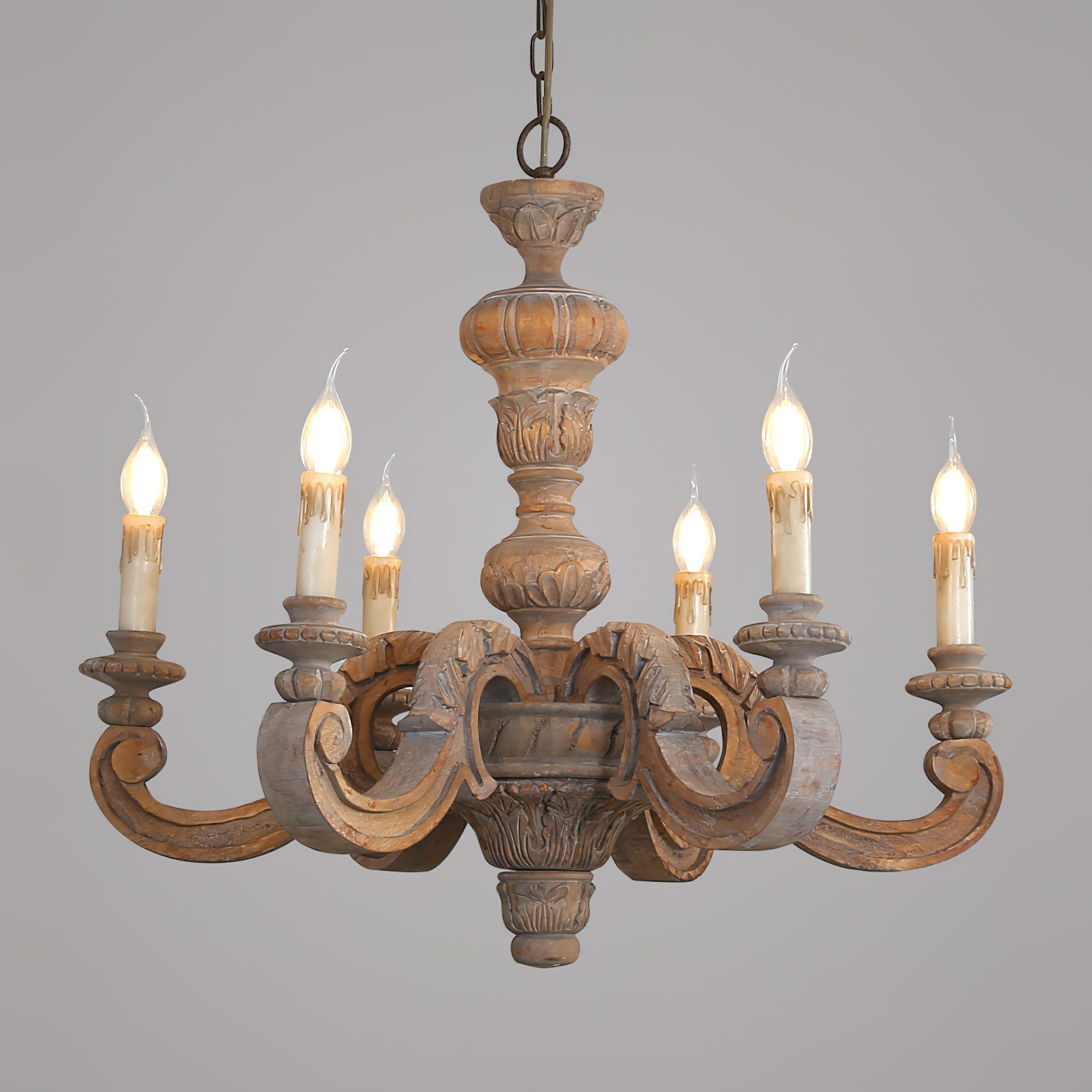 Olrinila Roman Pillar Hand-carved Wood Chandelier - Letslighting