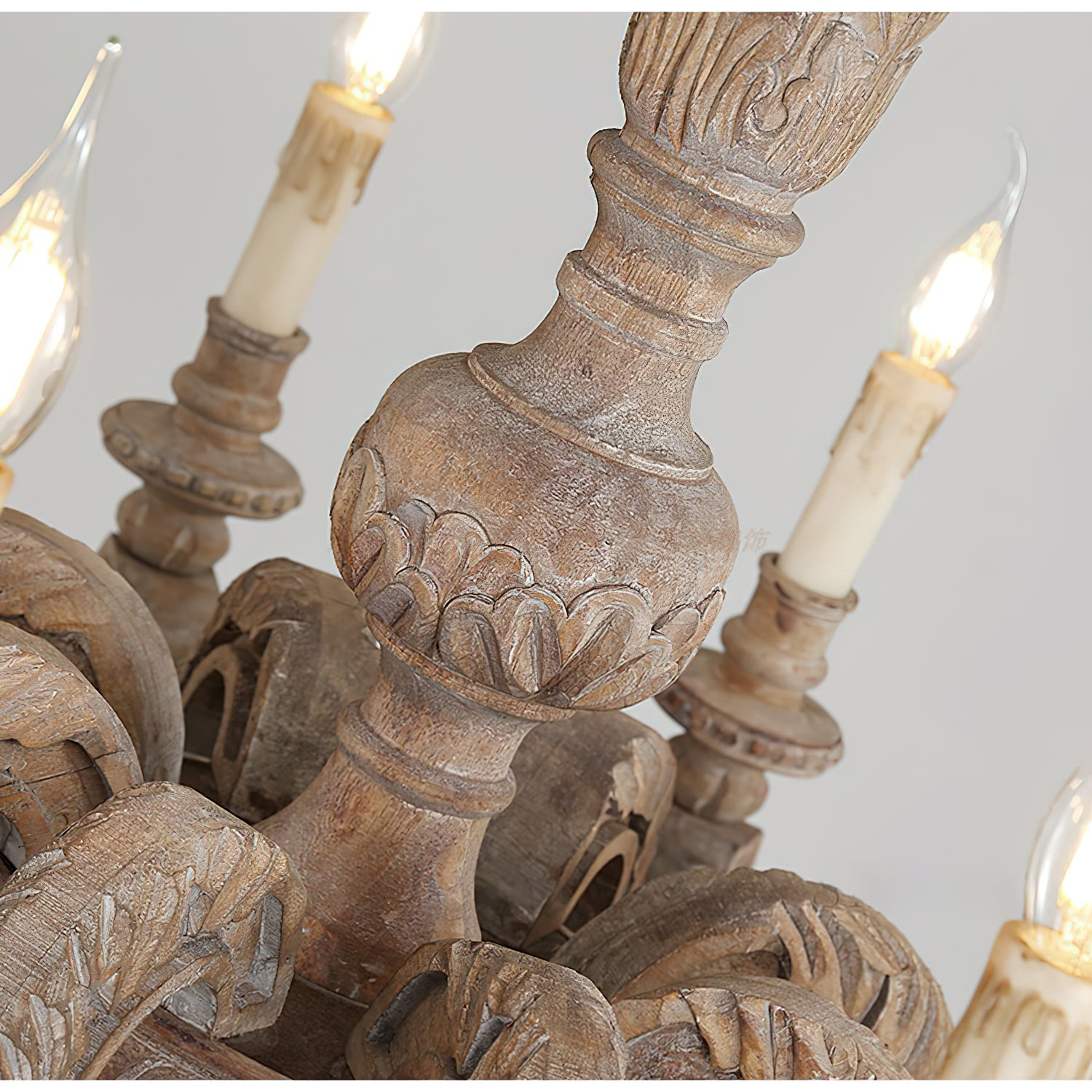 Olrinila Roman Pillar Hand-carved Wood Chandelier - Letslighting