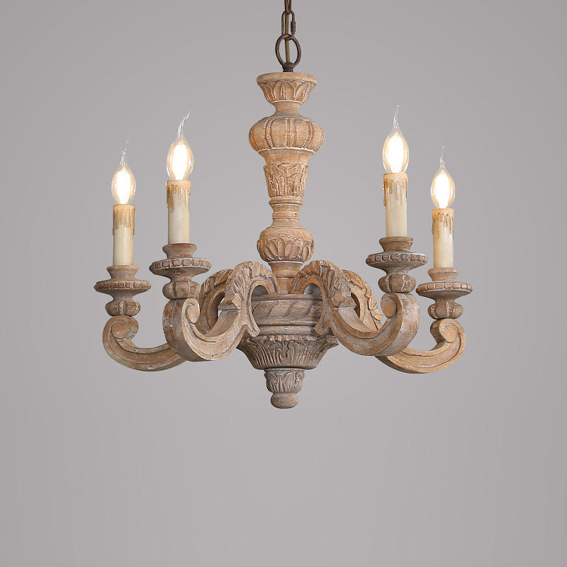 Olrinila Roman Pillar Hand-carved Wood Chandelier - Letslighting