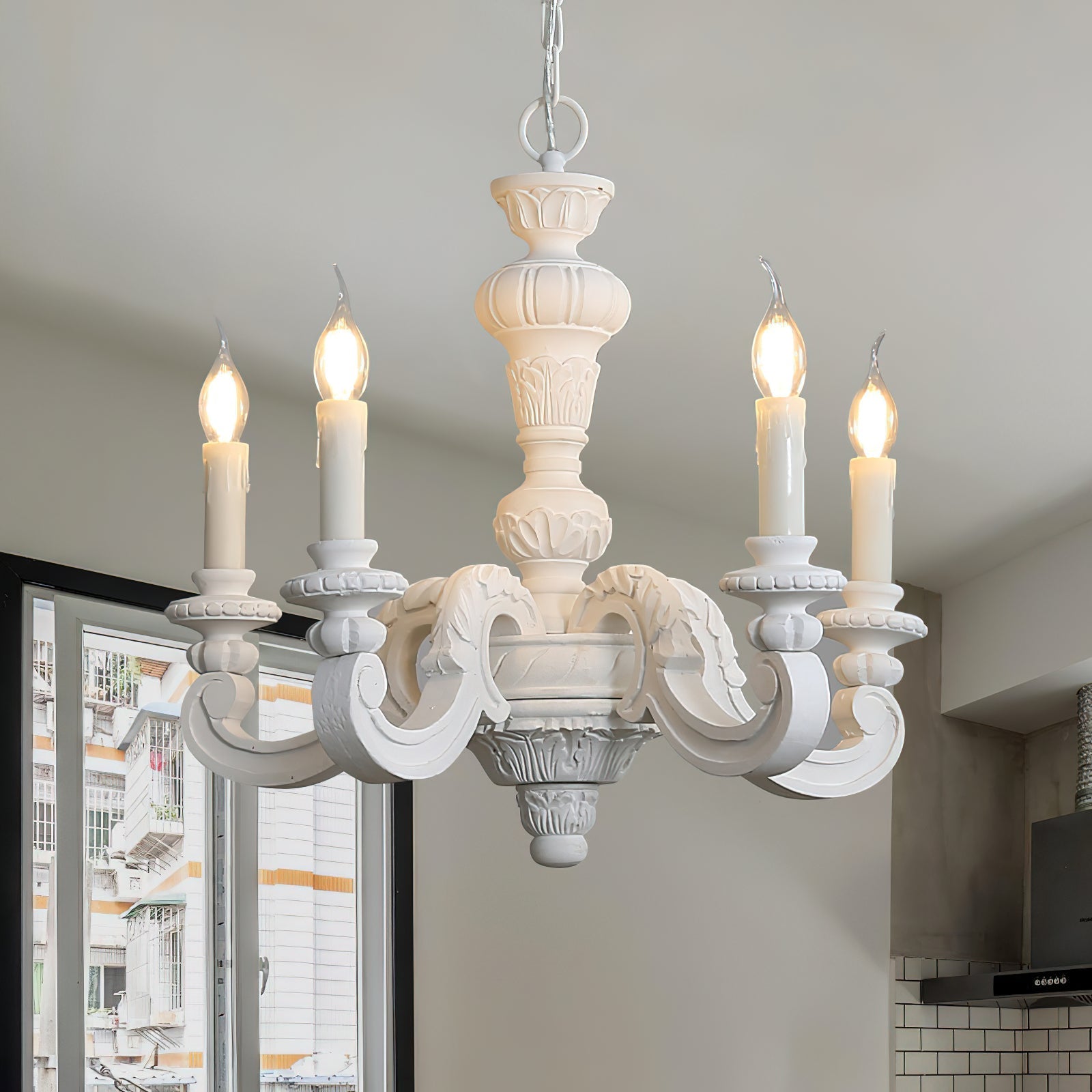 Olrinila Roman Pillar Hand-carved Wood Chandelier - Letslighting