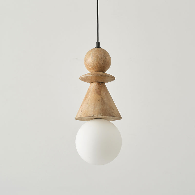 Aphais Modern Minimalist Rook Wooden Glass Pendant Lamp - Letslighting