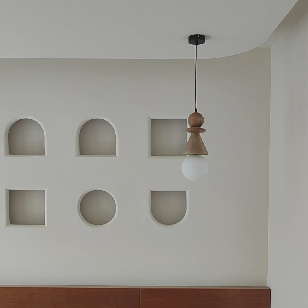 Aphais Modern Minimalist Rook Wooden Glass Pendant Lamp - Letslighting