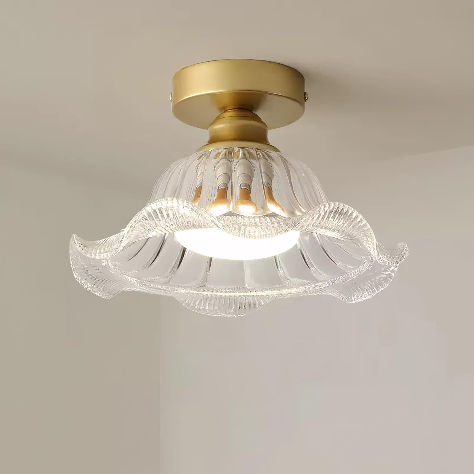 Rosa Ceiling Lamp Glass Ruffled Shade Modern Bedroom - Letslighting