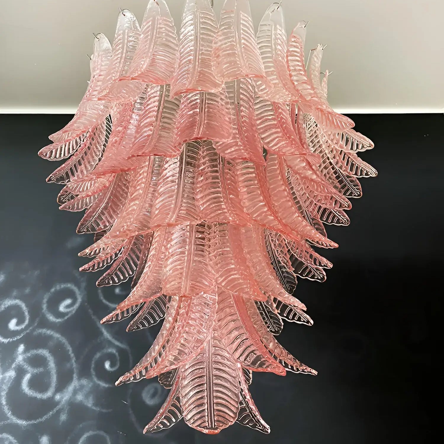 Aurora Chandelier Pink Murano Glass Leaves Cascading Romantic