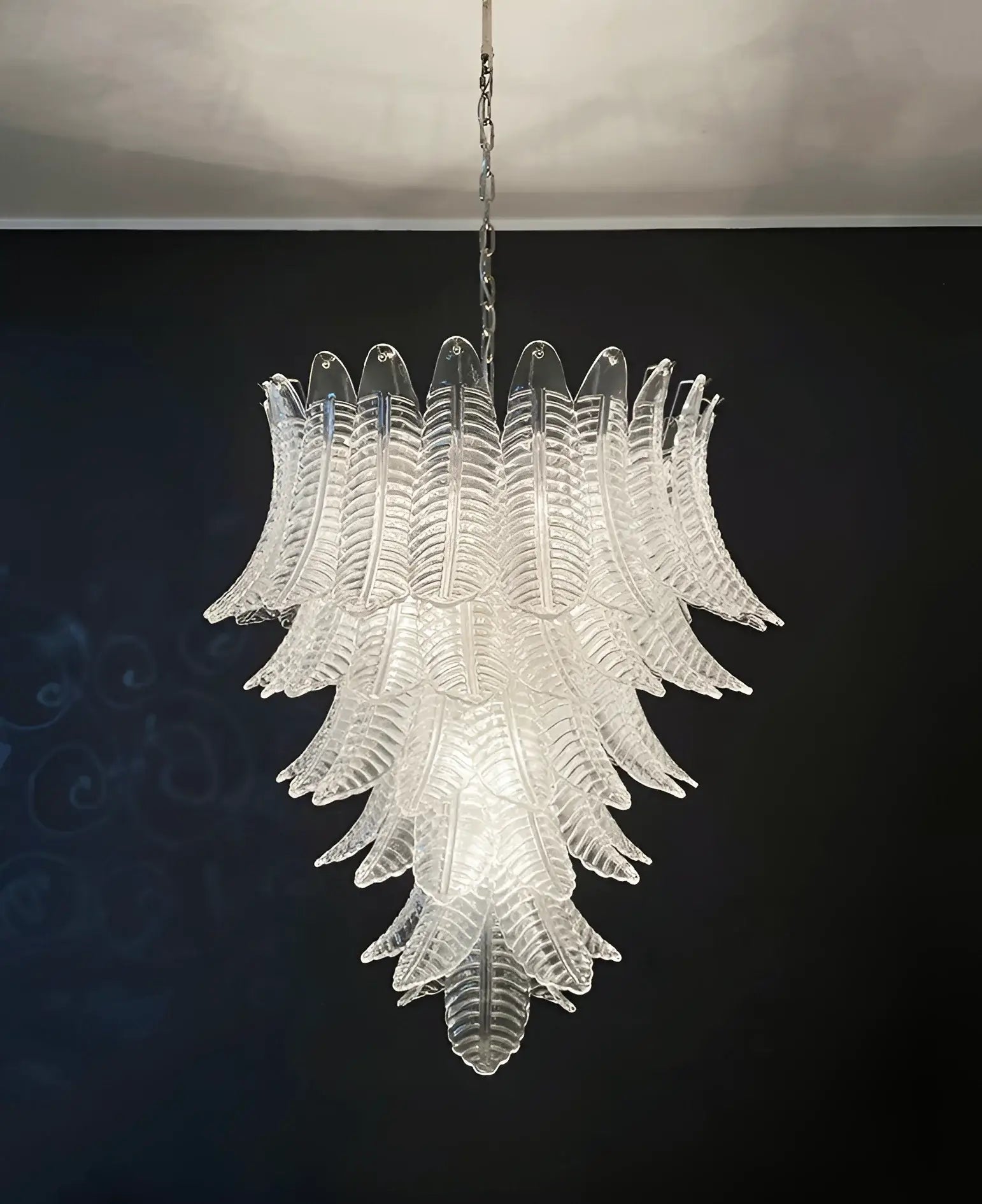 Aurora Chandelier Clear Glass Leaf Cascading Elegant - Letslighting