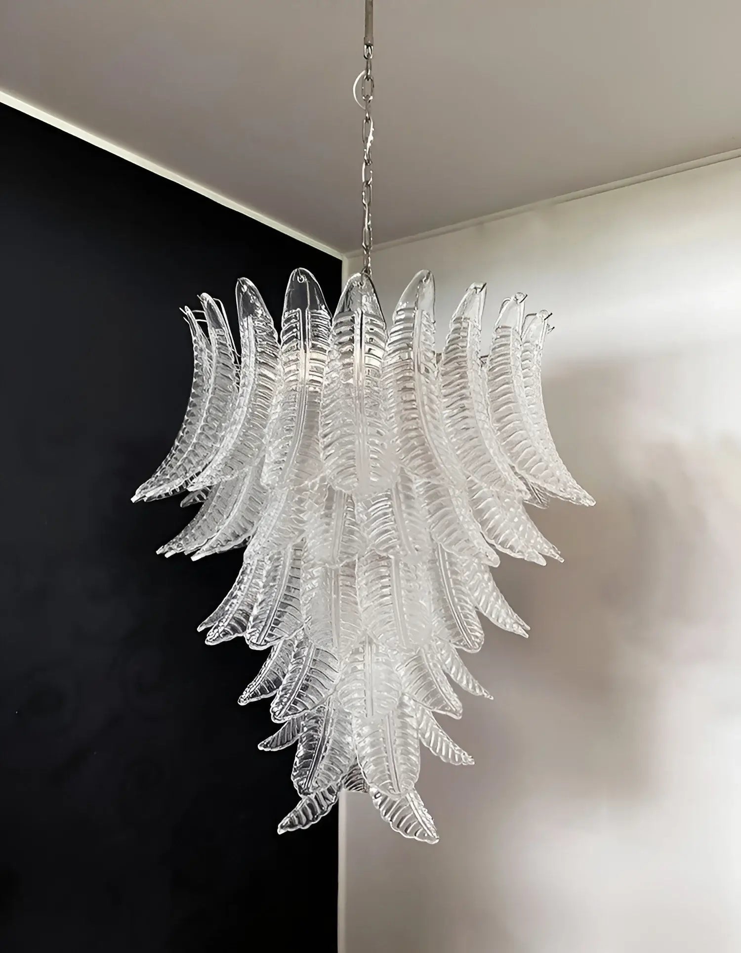 Aurora Chandelier Clear Glass Leaf Cascading Elegant - Letslighting