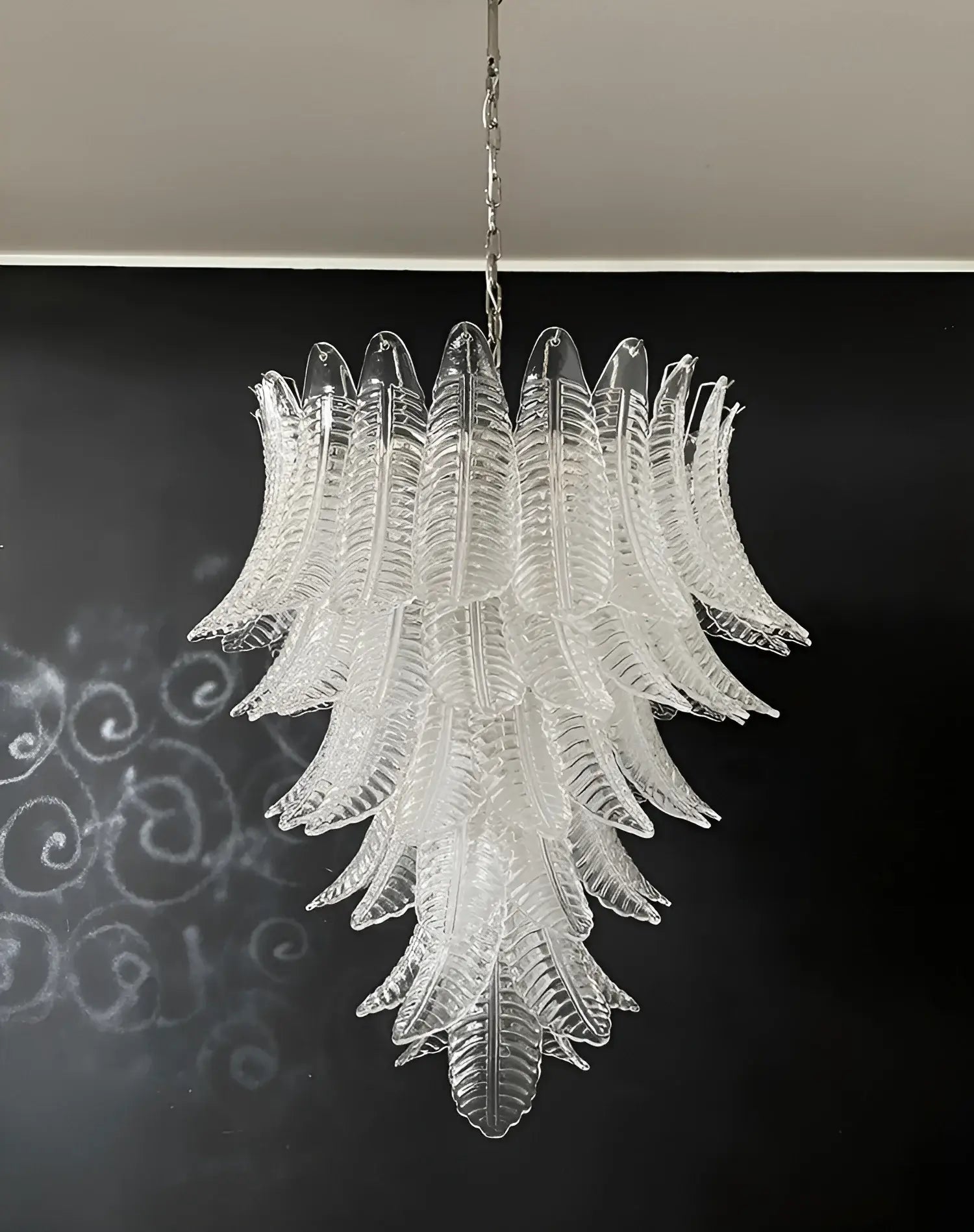 Aurora Chandelier Clear Glass Leaf Cascading Elegant - Letslighting