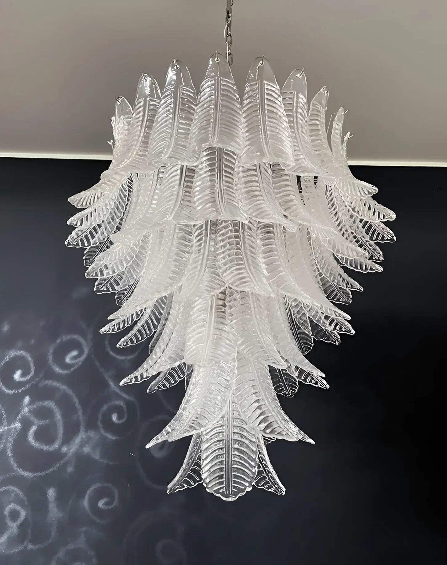 Aurora Chandelier Clear Glass Leaf Cascading Elegant - Letslighting
