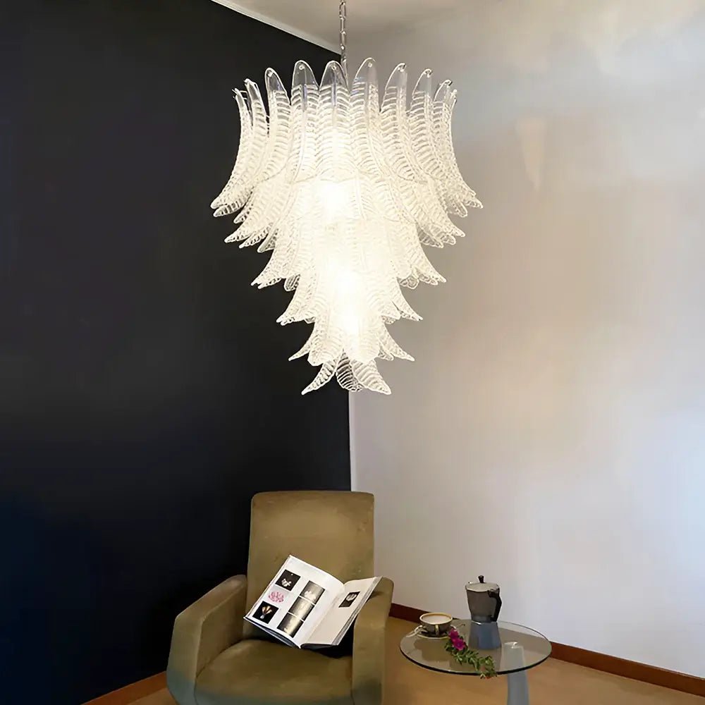 Aurora Chandelier Clear Glass Leaf Cascading Elegant - Letslighting