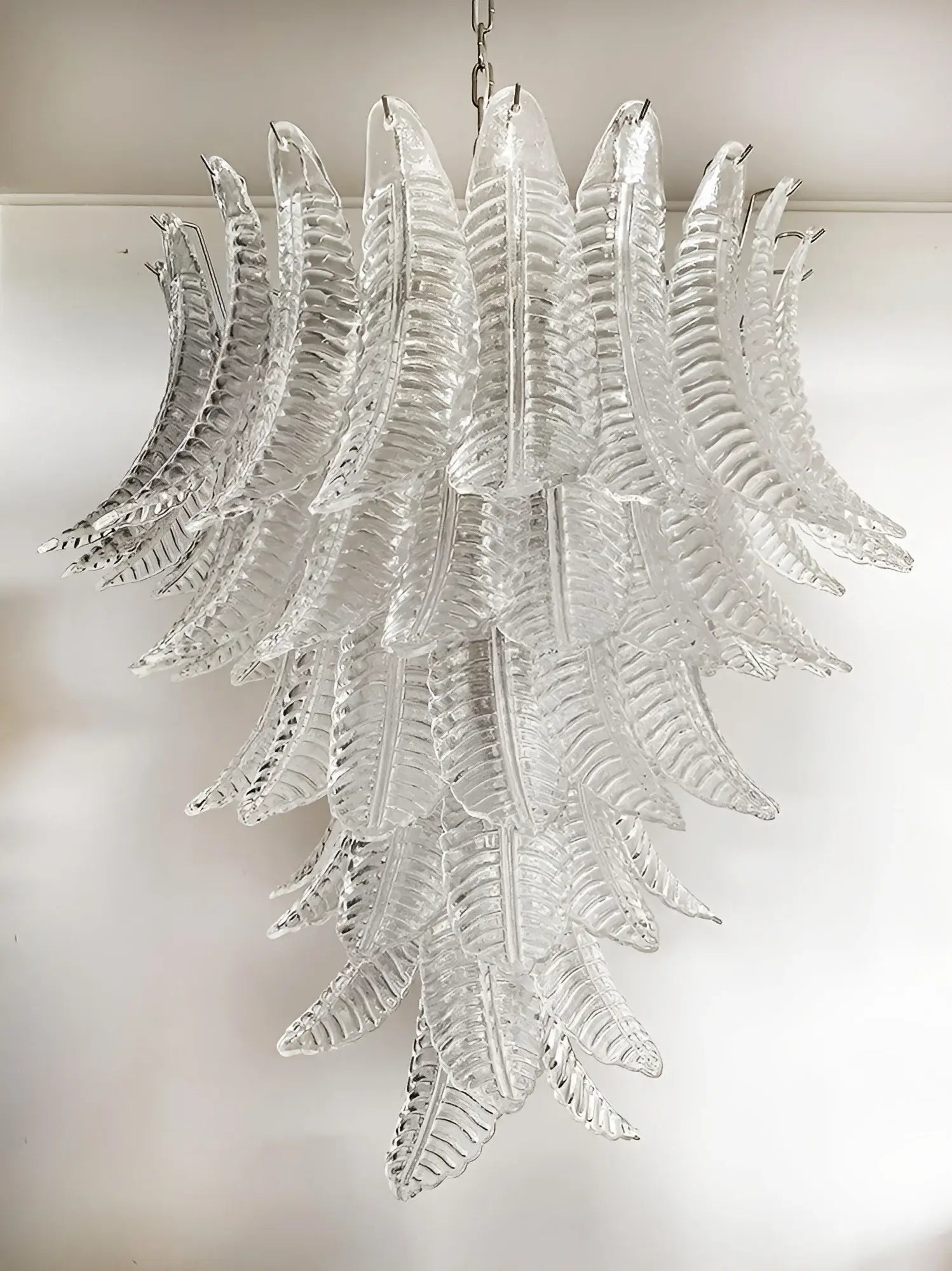 Aurora Chandelier Clear Glass Leaf Cascading Elegant - Letslighting