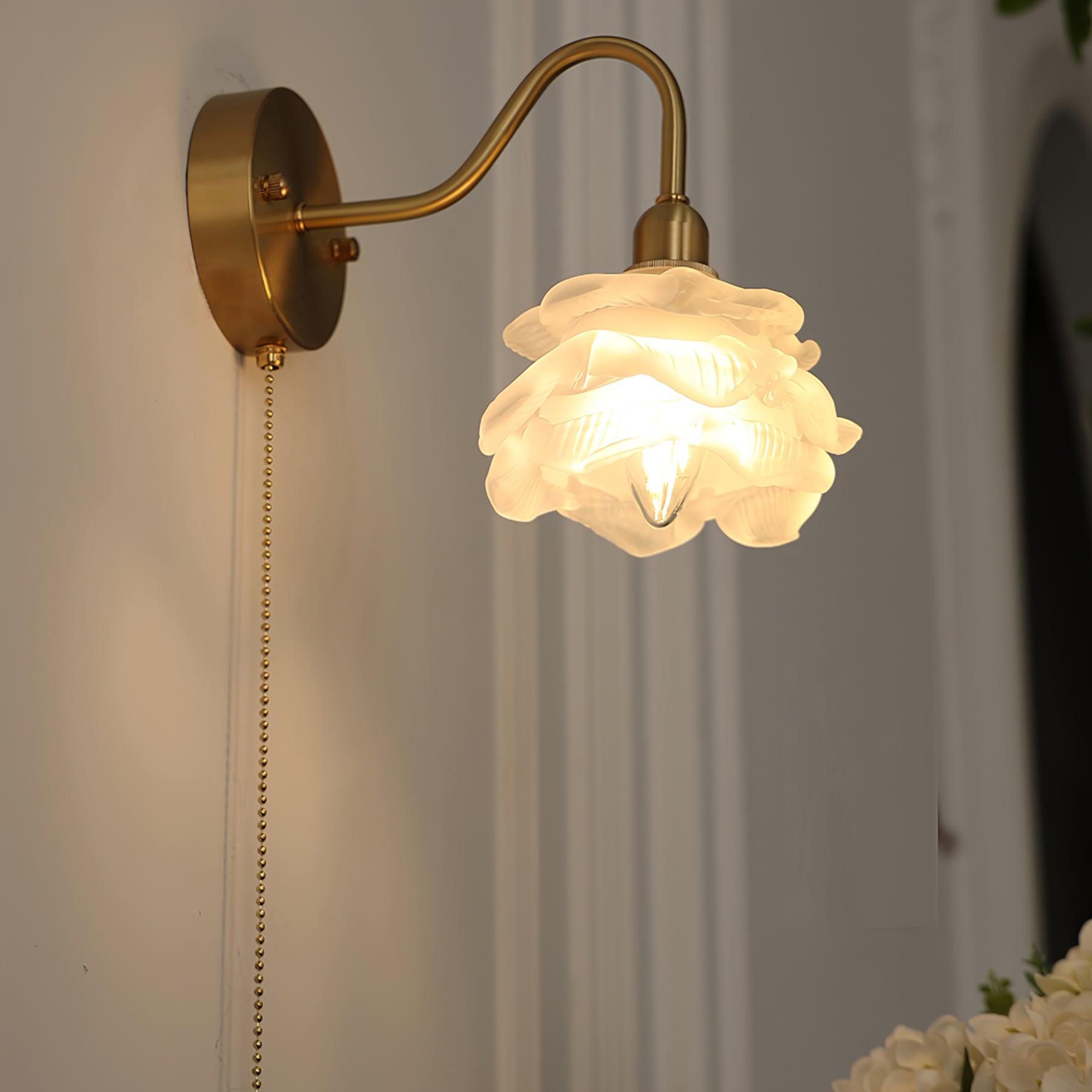 Cove Nordic Art Rose Brass Glass Wall Light - Letslighting