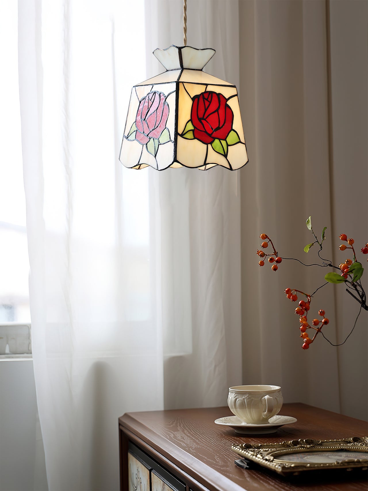 Tiffany Rose Glass Pendant Light - Letslighting