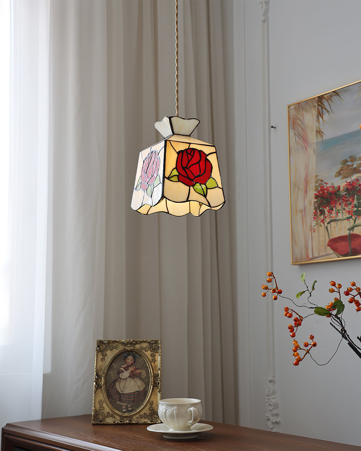 Tiffany Rose Glass Pendant Light - Letslighting
