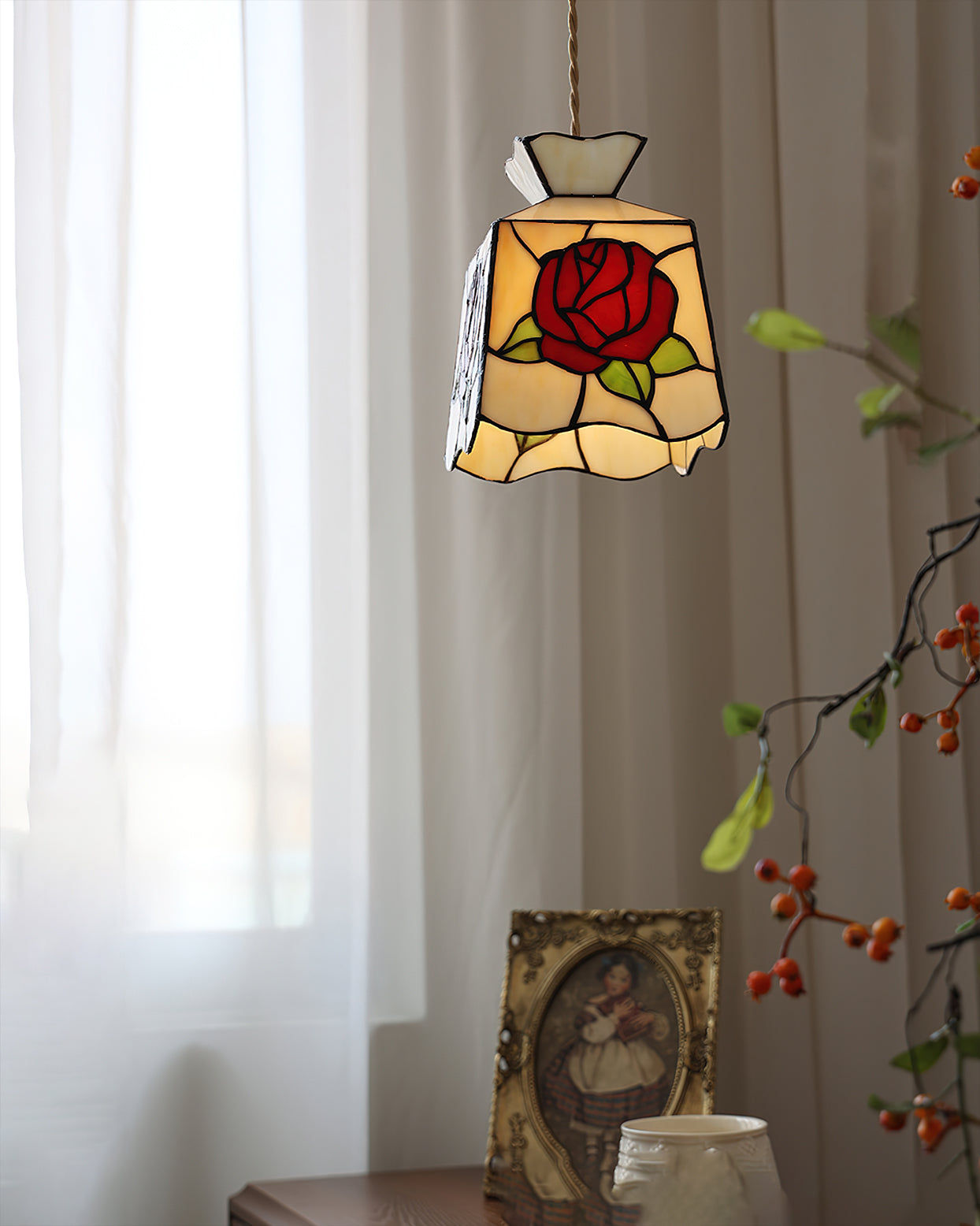 Tiffany Rose Glass Pendant Light - Letslighting