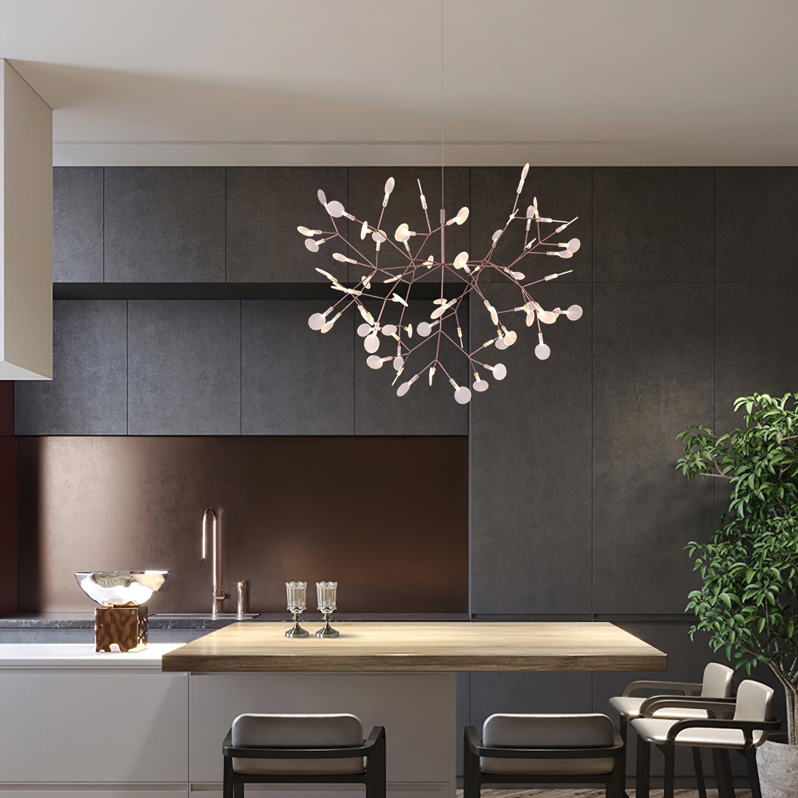 Lustra Chandelier Rose Gold Firefly LED Branch - Letslighting