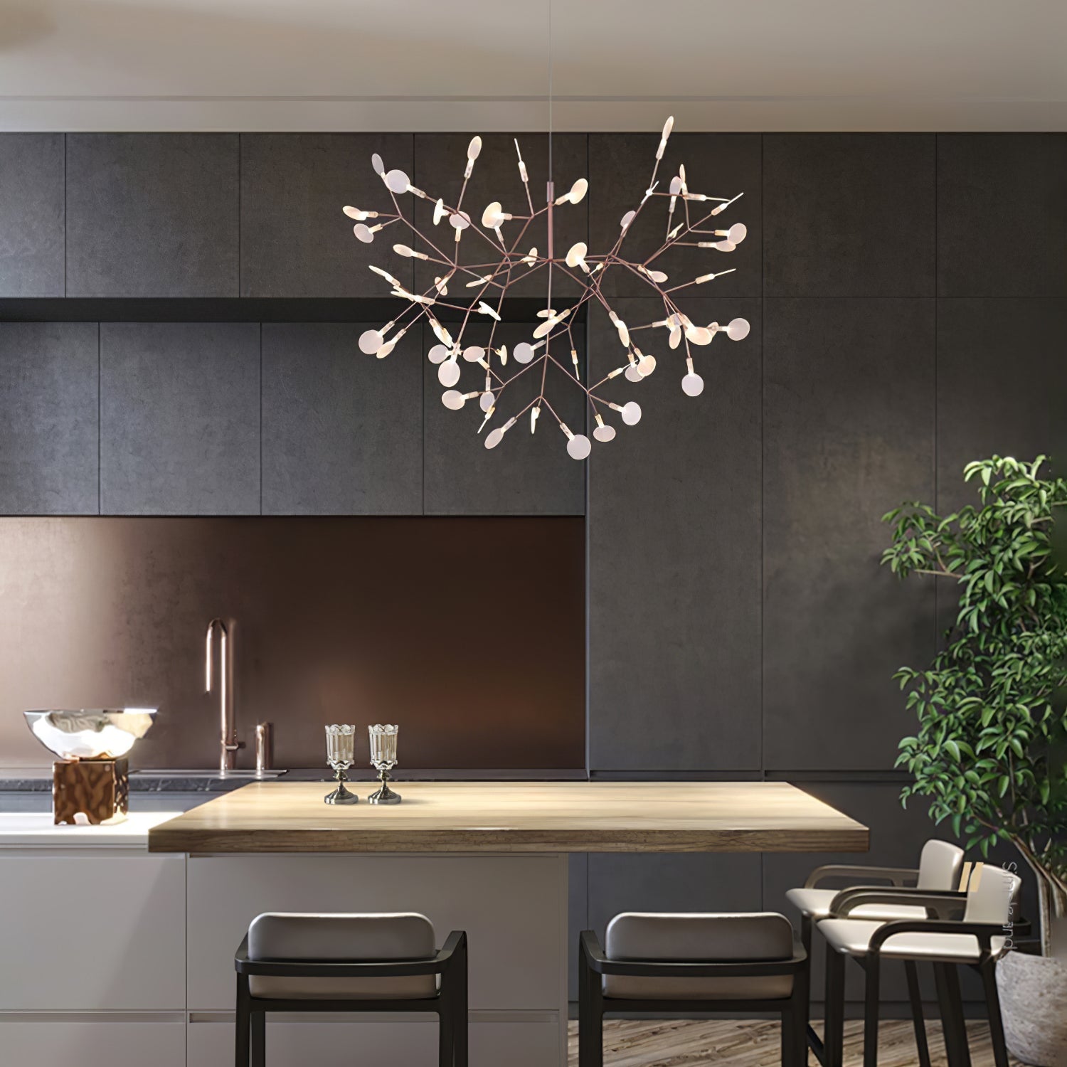 Lustra Chandelier Rose Gold Firefly LED Branch - Letslighting