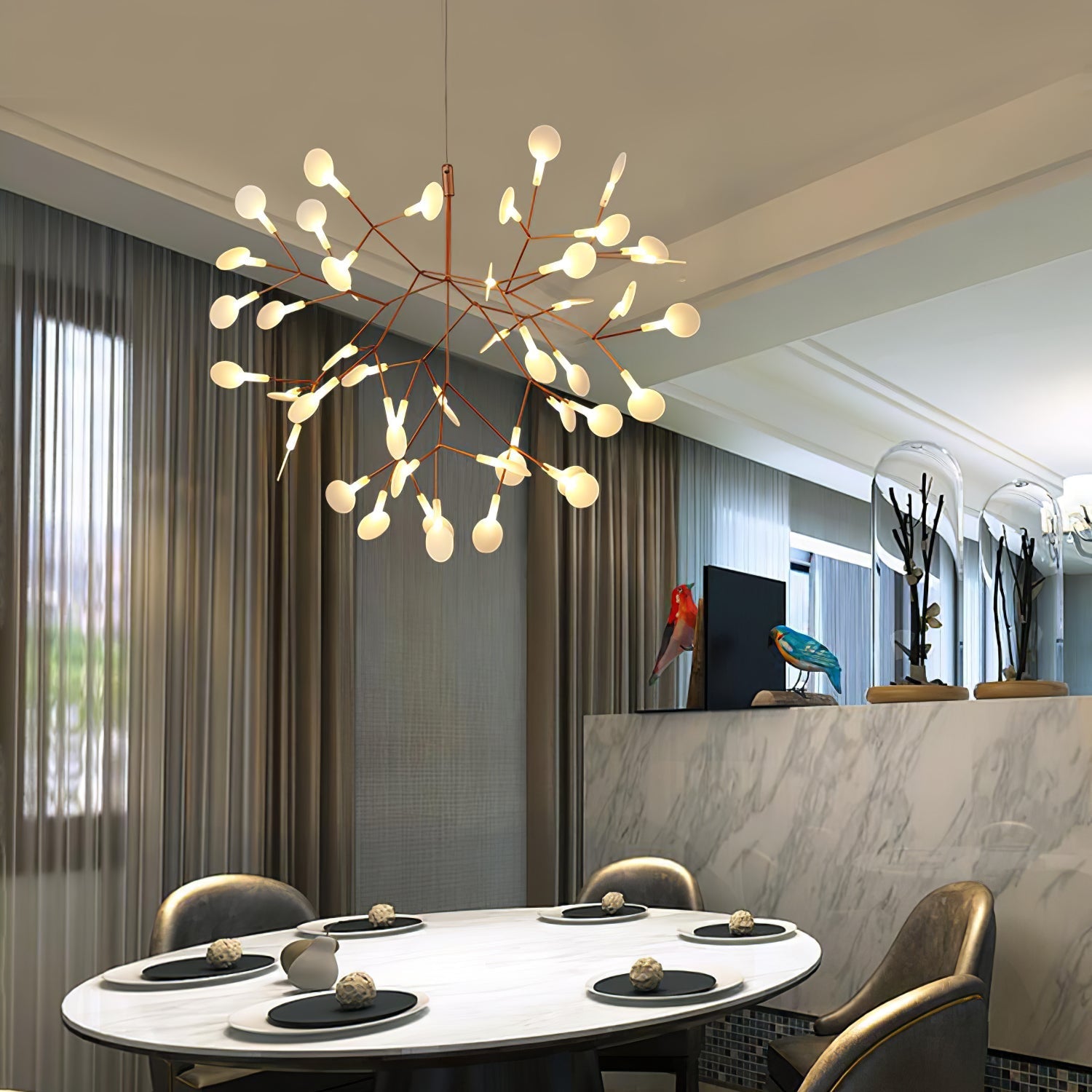 Lustra Chandelier Rose Gold Firefly LED Branch - Letslighting