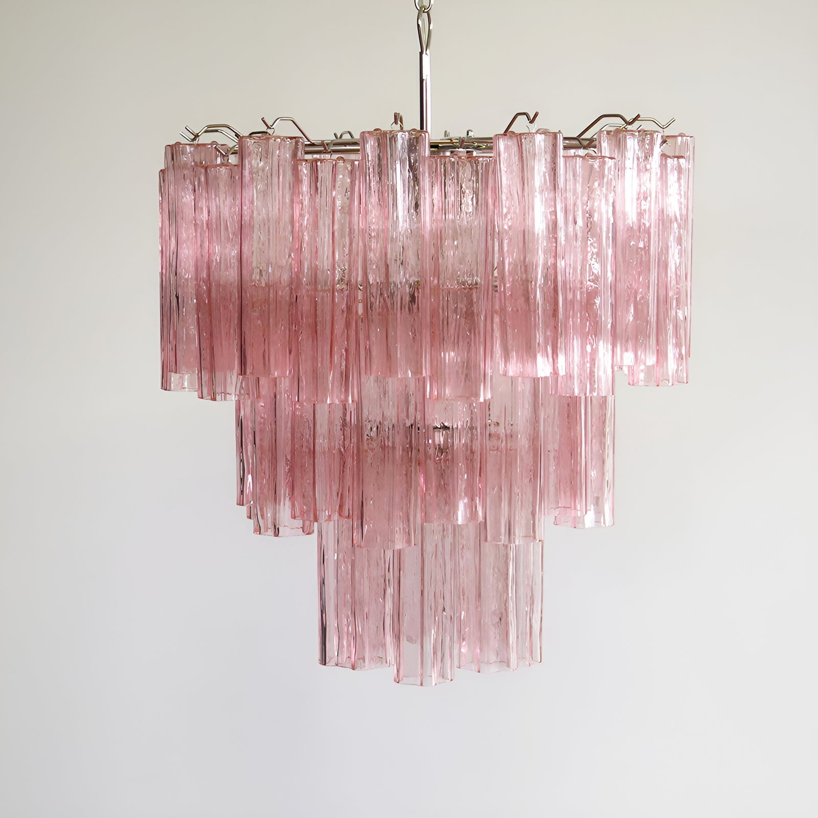 Aurora Chandelier Pink Glass Tubes Layered Modern - Letslighting