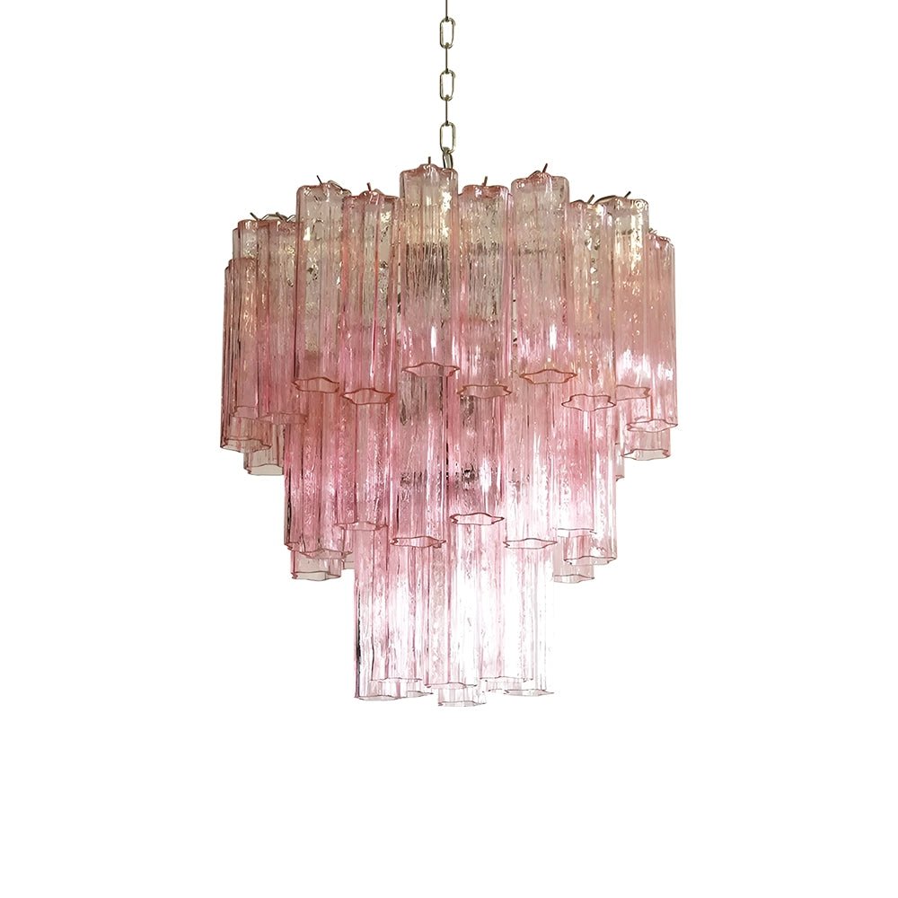 Aurora Chandelier Pink Glass Tubes Layered Modern - Letslighting