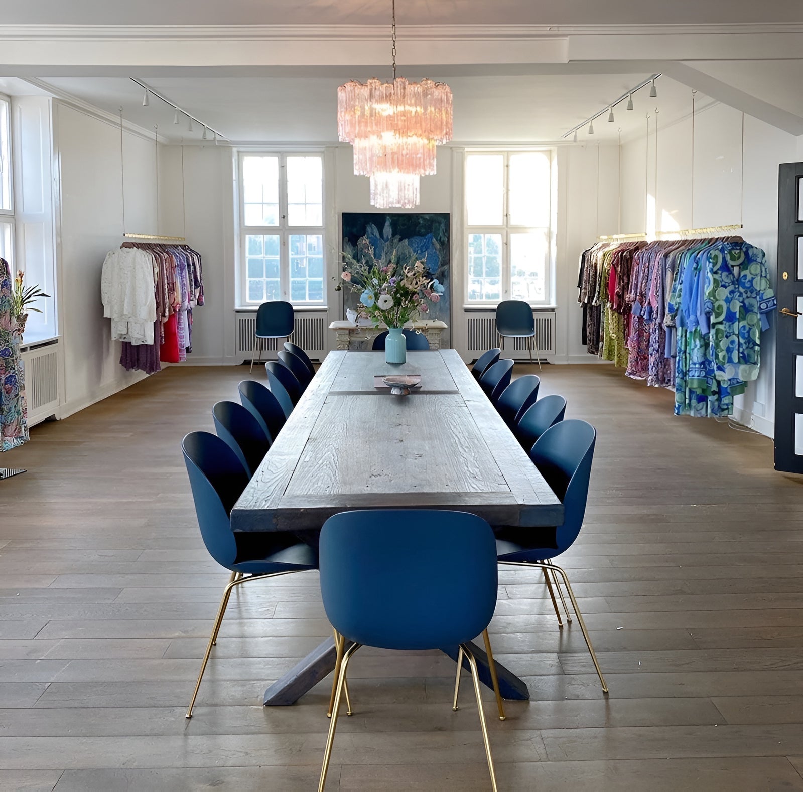 Aurora Chandelier Pink Glass Tubes Layered Modern - Letslighting