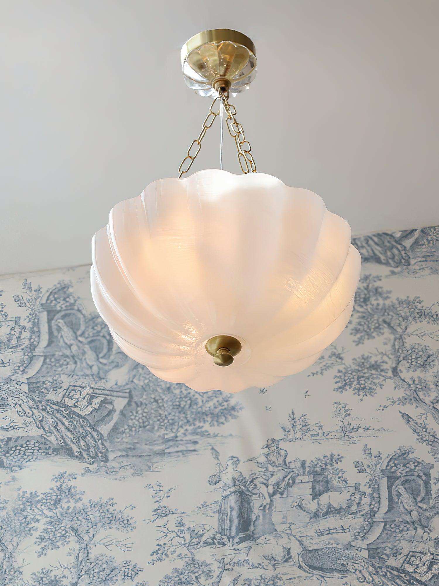 Lustra Chandelier Glass Bowl Brass Chain - Letslighting