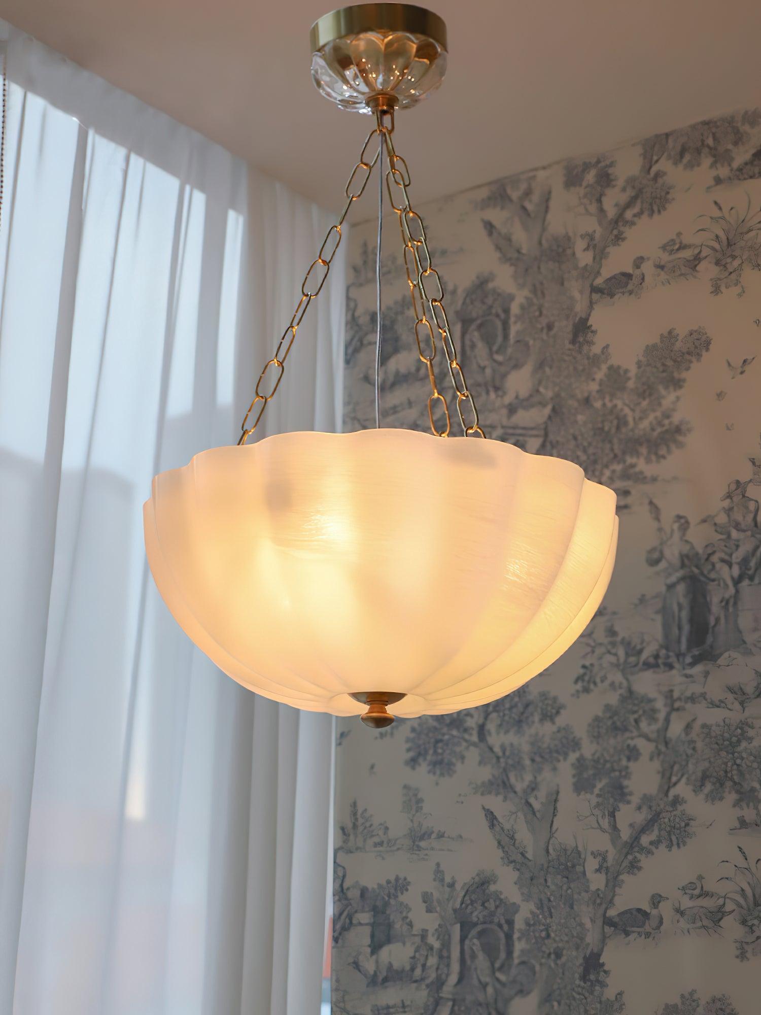 Lustra Chandelier Glass Bowl Brass Chain - Letslighting