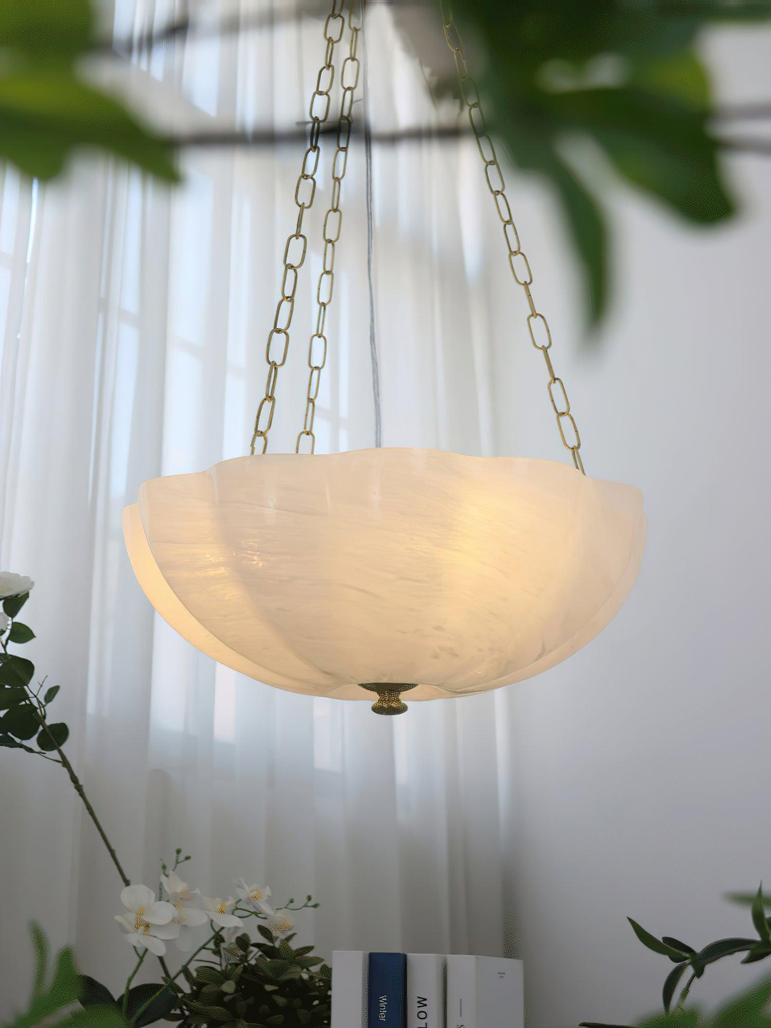 Lustra Chandelier Glass Bowl Brass Chain - Letslighting
